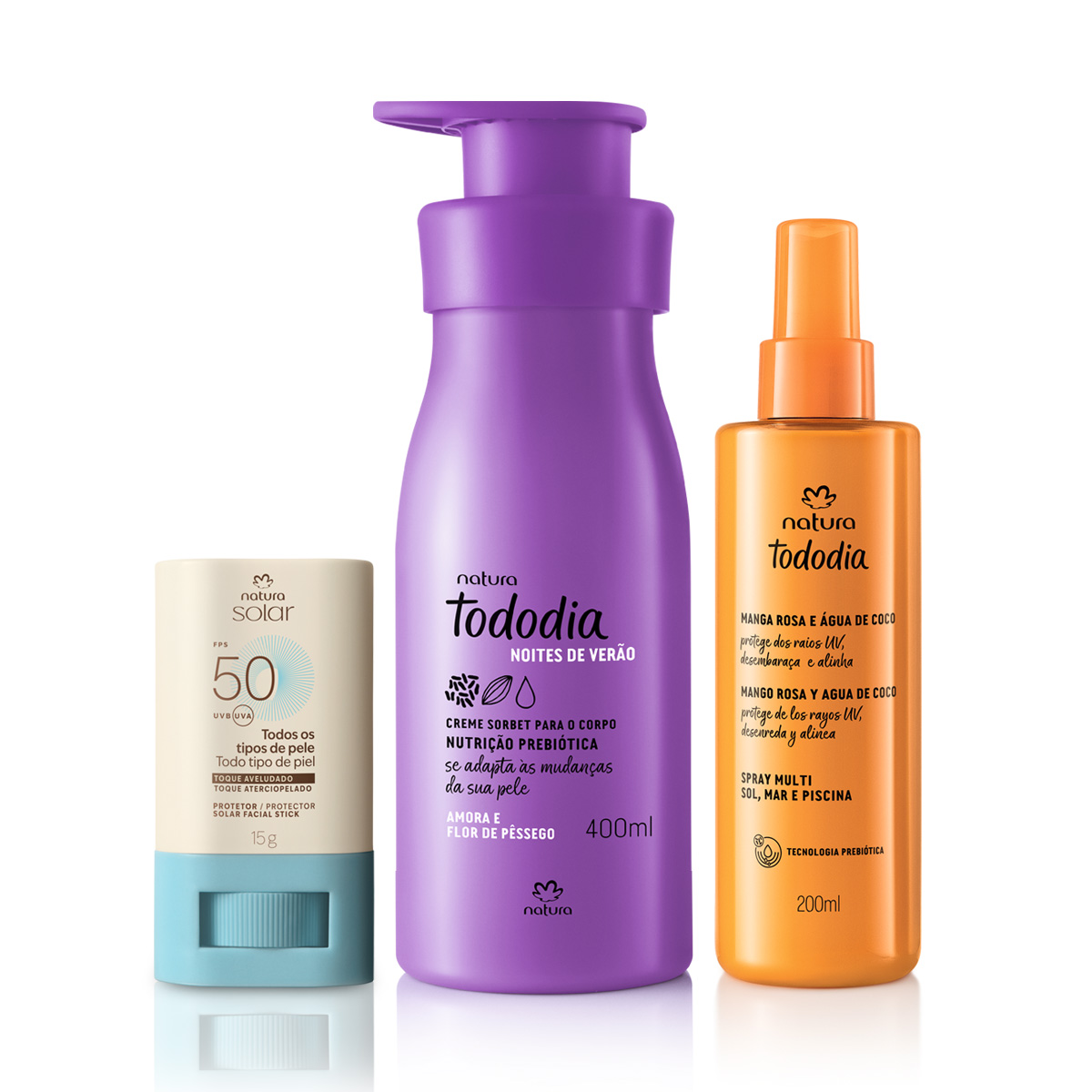 Kit Verão Tododia Amora e Flor de Pêssego e Natura Solar