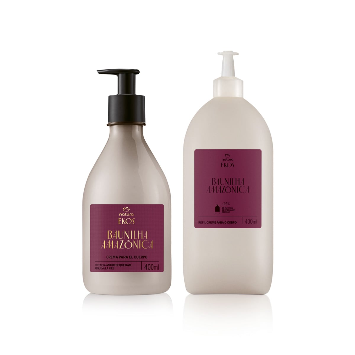 Kit Ekos Creme Hidratante Corporal Baunilha Amazônica com Refil