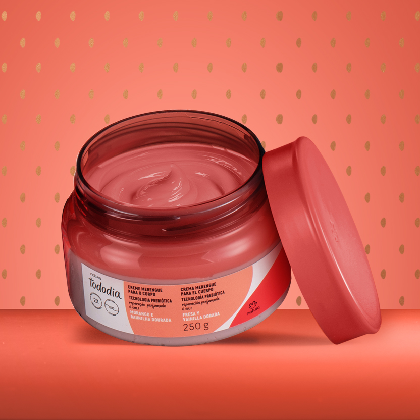Creme Merengue para o Corpo Tododia Morango e Baunilha Dourada