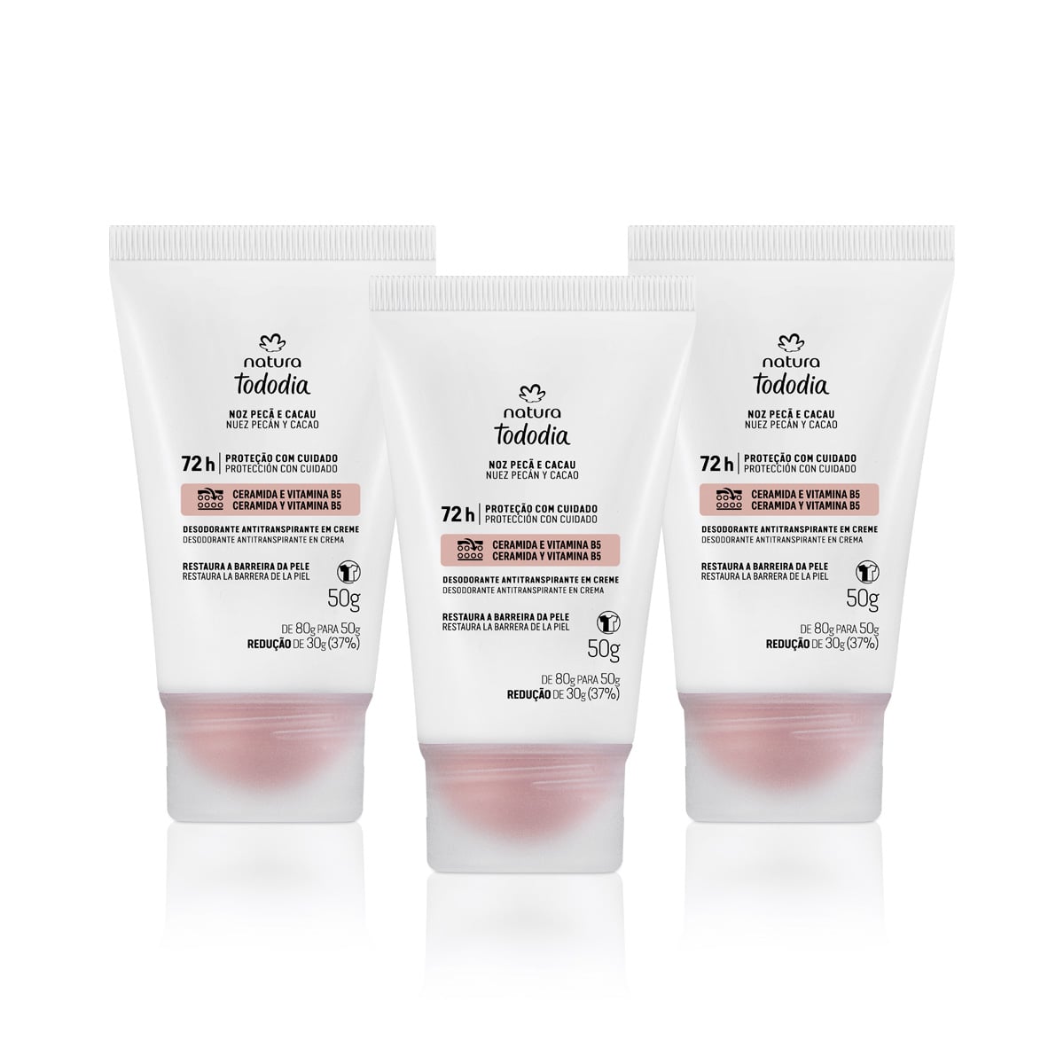 Kit Desodorante em Creme Tododia Noz Pecã e Cacau (3 produtos)