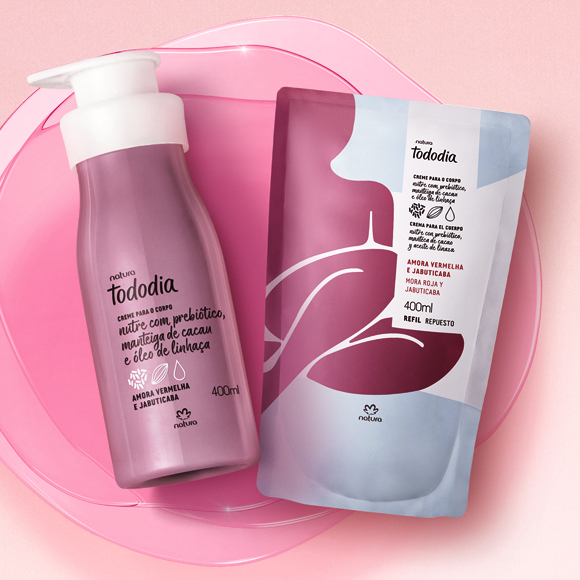 Kit Creme Desodorante Nutritivo Corporal Tododia Amora Vermelha e Jabuticaba com Refil