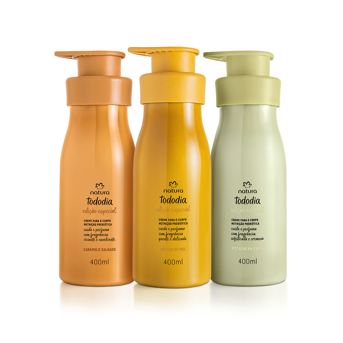 Kit Tododia Creme para o Corpo Pistache, Caramelo Salgado e Néctar de Mel (3 produtos)