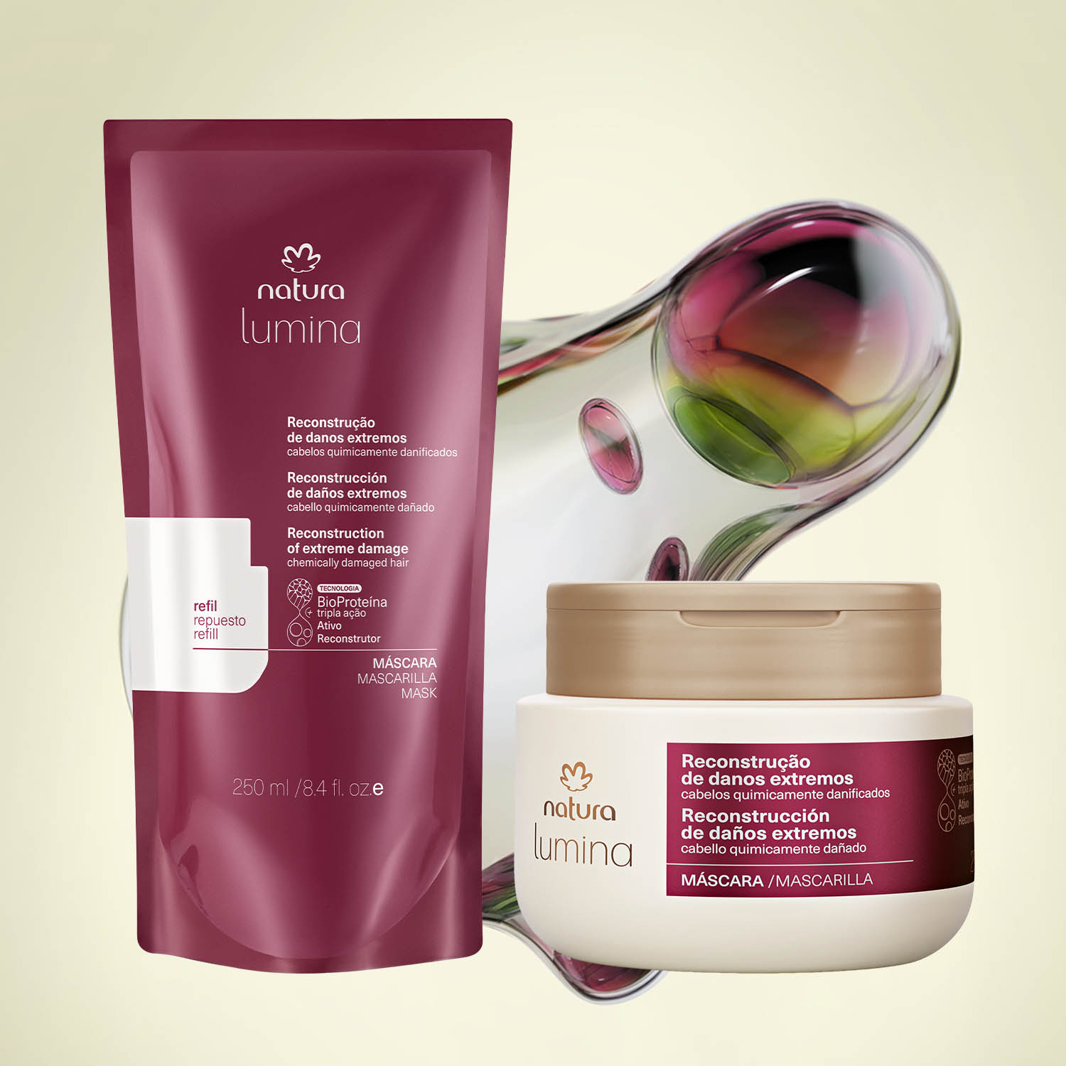 Kit Máscara com Refil Lumina Reconstrução de Danos Extremos