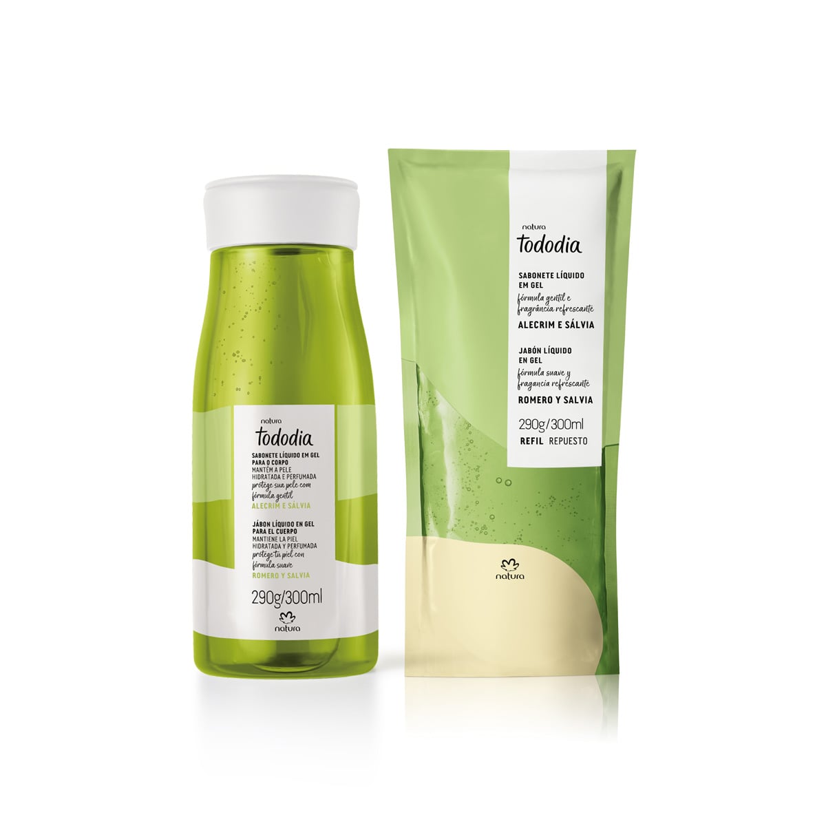 Kit Sabonete Líquido em Gel Alecrim e Sálvia Tododia + Refil (2 produtos)