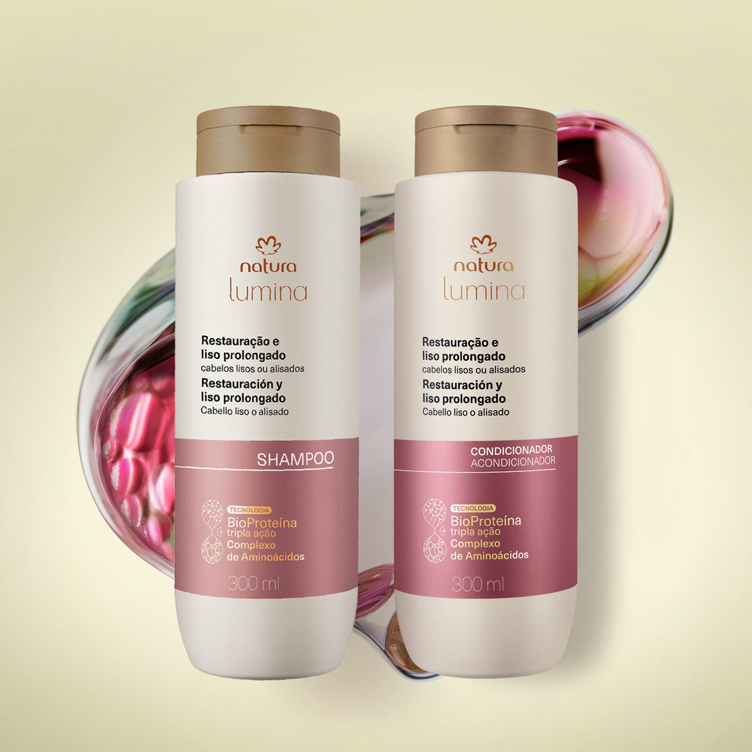 Kit Shampoo e Condicionador Lumina para Restauração e Liso Prolongado (2 produtos)