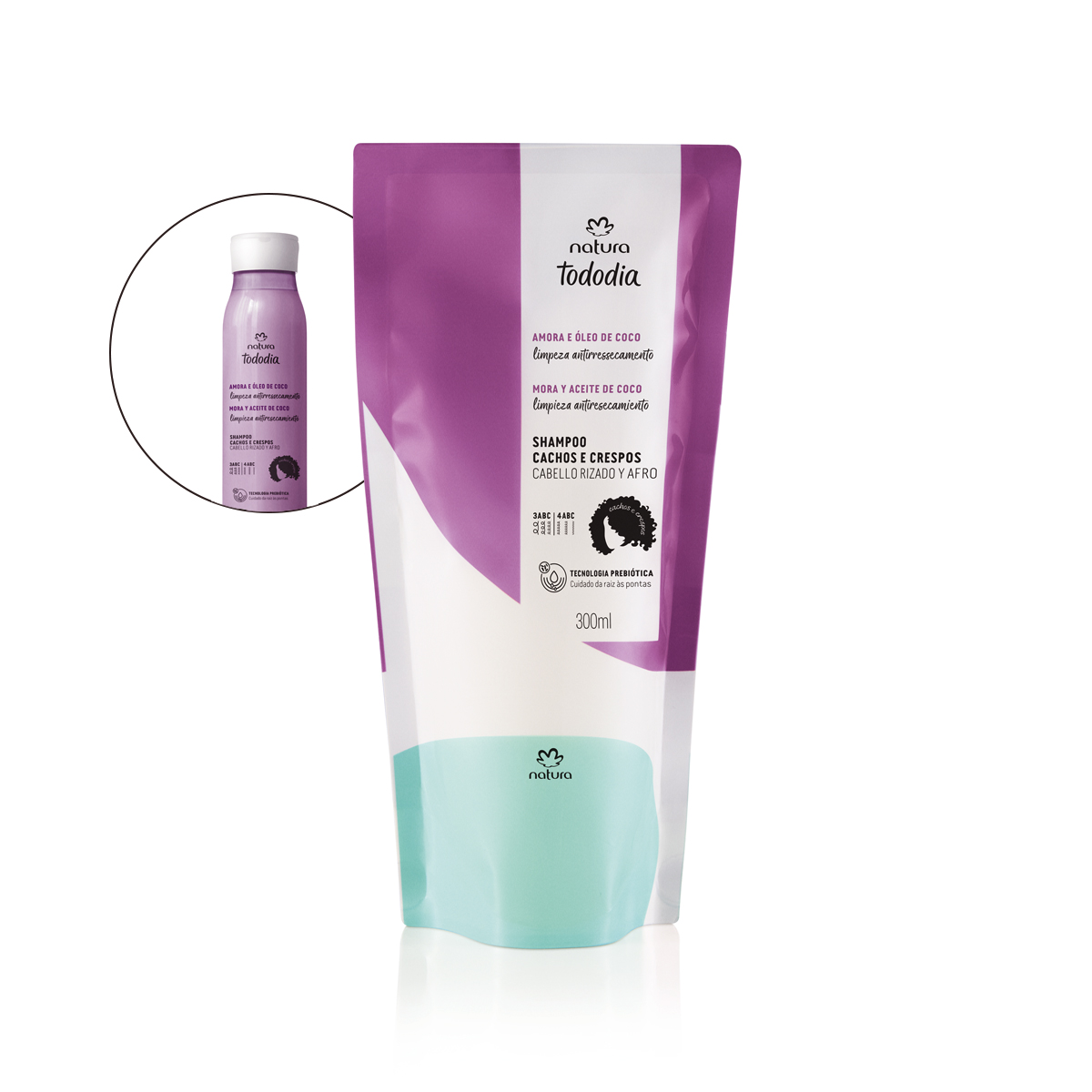Refil Shampoo Cachos e Crespos Tododia Amora e Óleo de Coco 300 ml