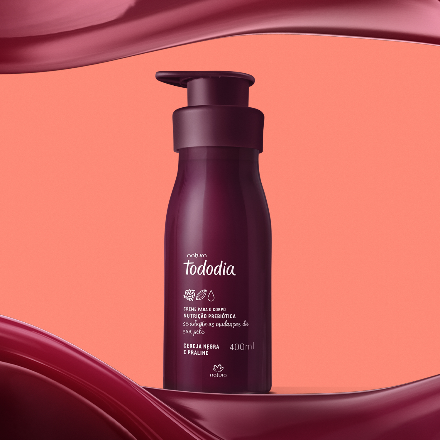 Creme Desodorante Nutritivo para o Corpo Tododia Cereja Negra e Praliné