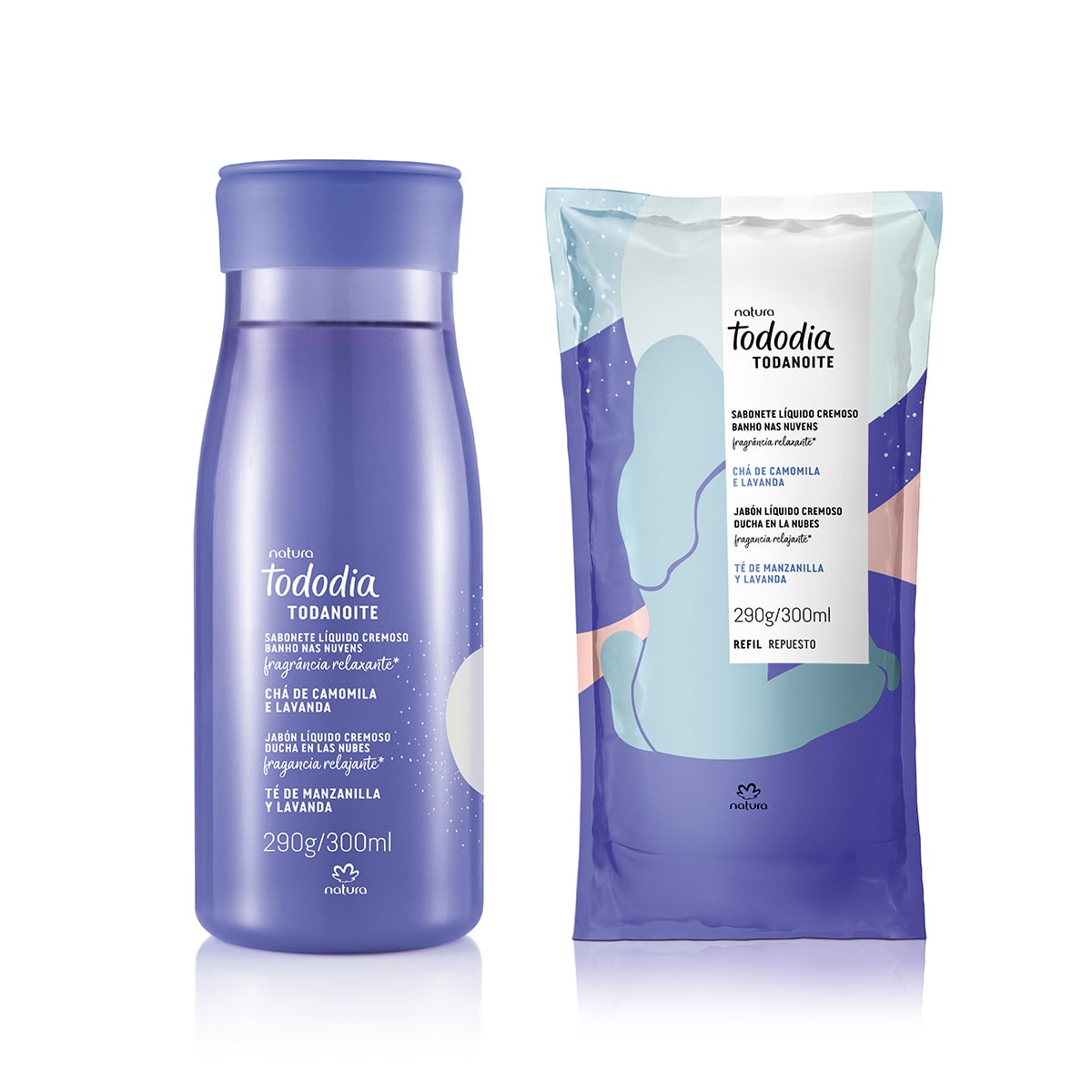 Kit Sabonete Líquido Cremoso para o corpo Banho nas Nuvens Tododia Todanoite com Refil