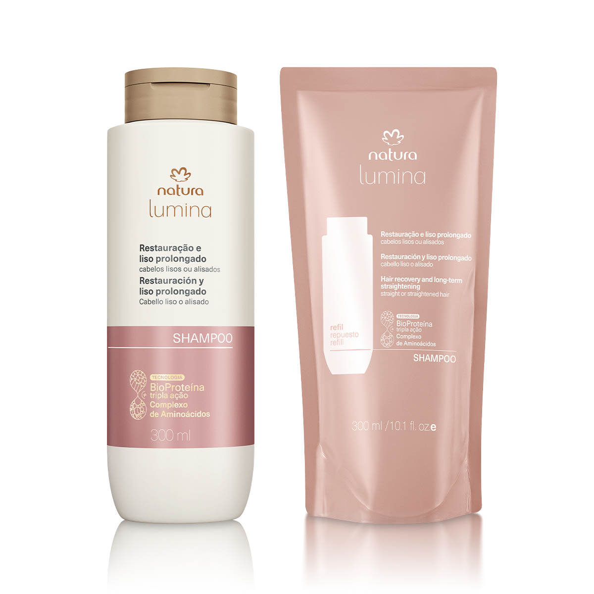 Kit Shampoo com Refil Lumina Restauração e Liso Prolongado