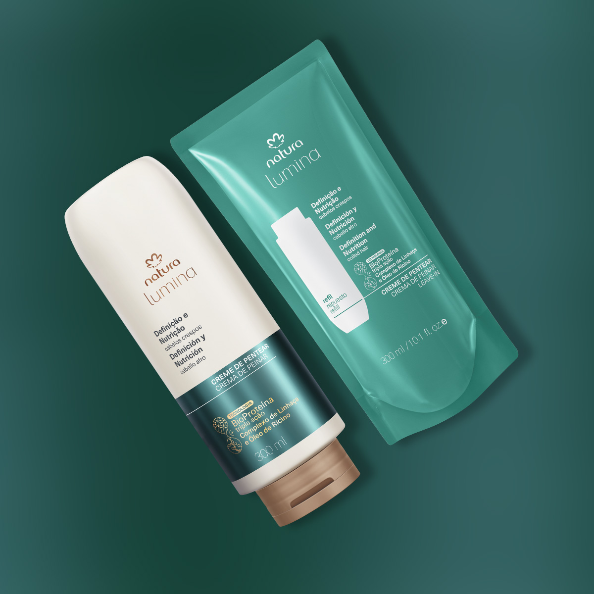 Kit Creme de Pentear Ativador para Definição e Nutrição de Cabelos Crespos com Refil