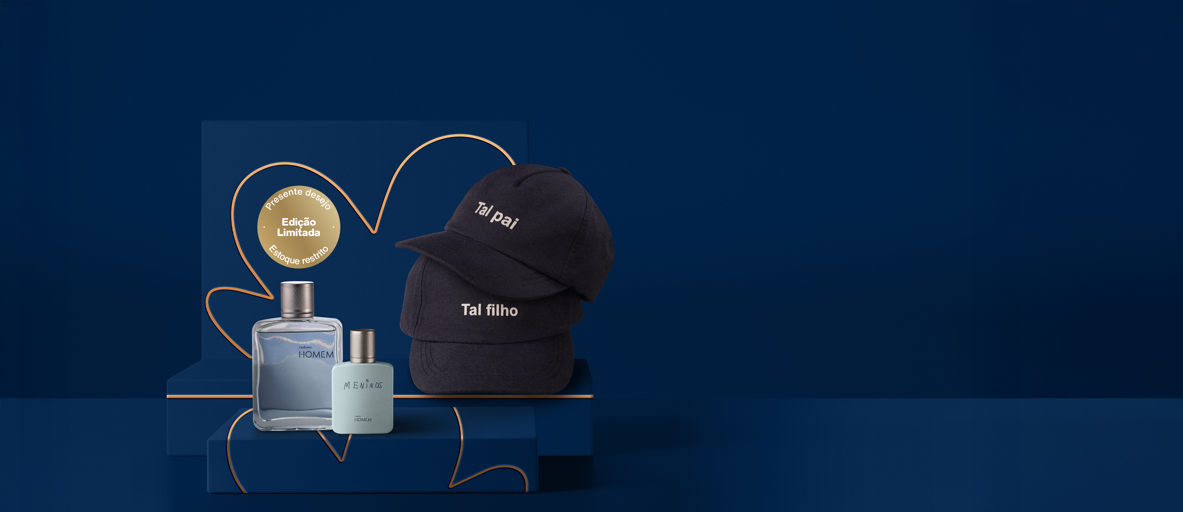 Presente Natura Homem Pai e Filho com Duo de Bonés (4 produtos)