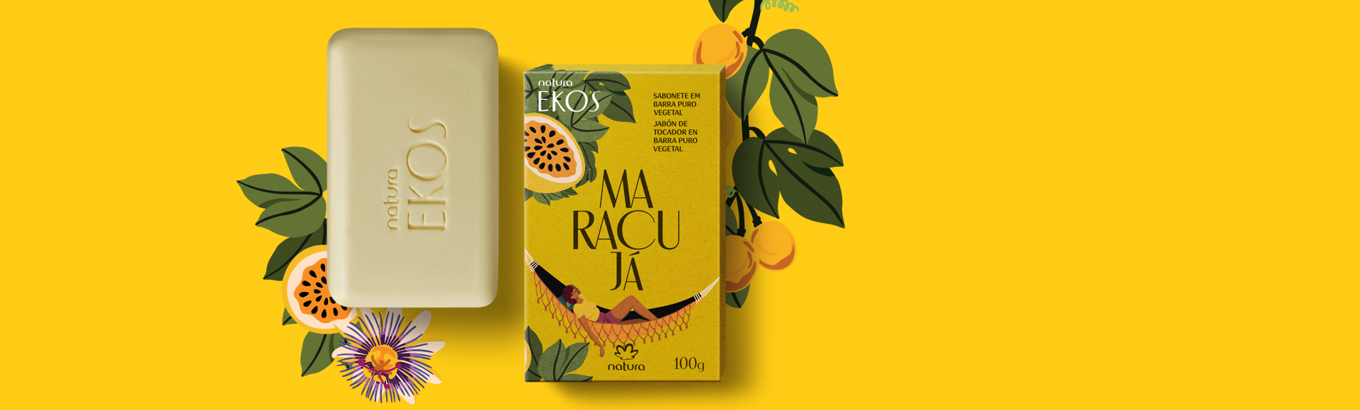Sabonete em Barra Puro Vegetal Ekos Maracujá