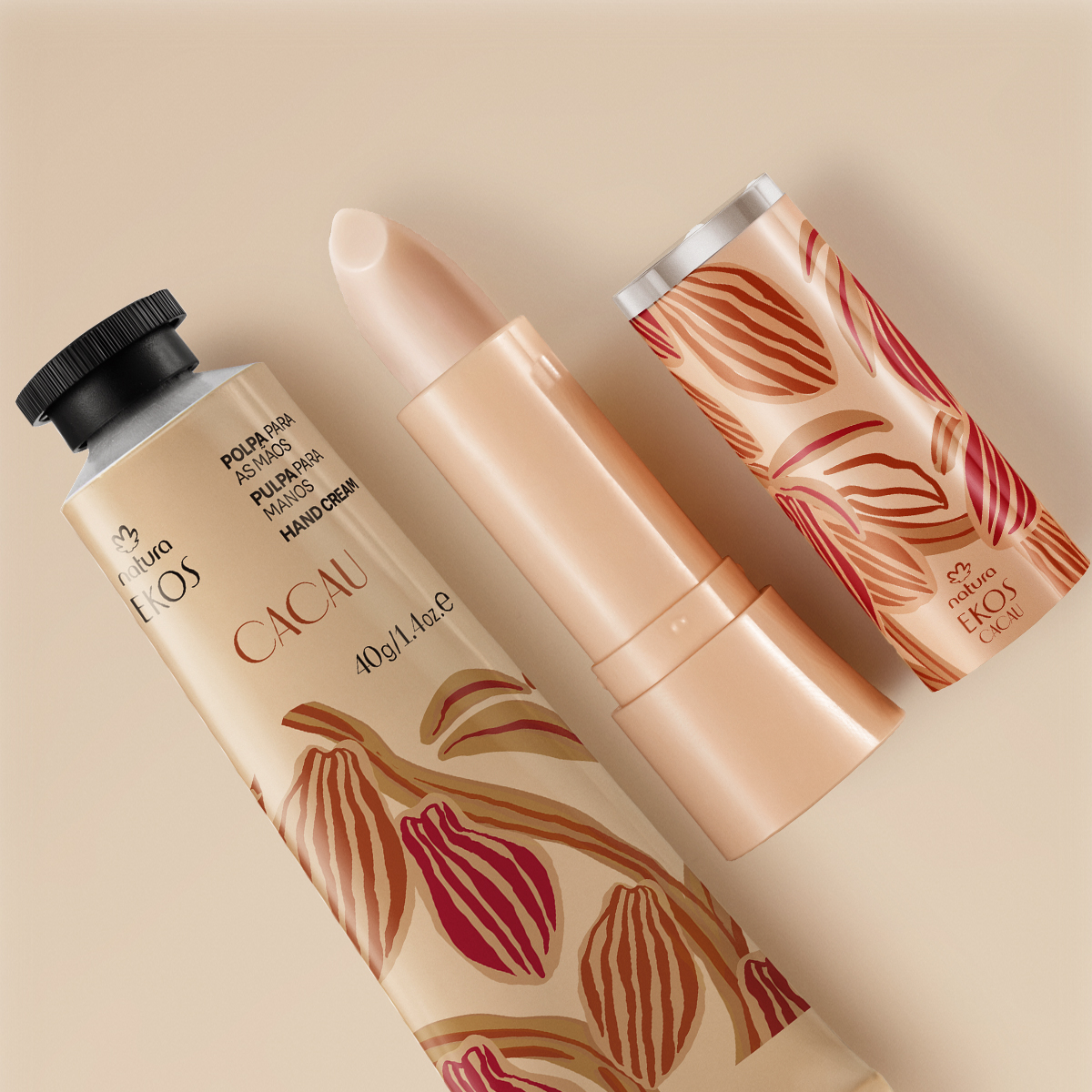 Presente Natura Ekos Cacau Kit Hidratante para Mãos e Lábios (2 produtos)