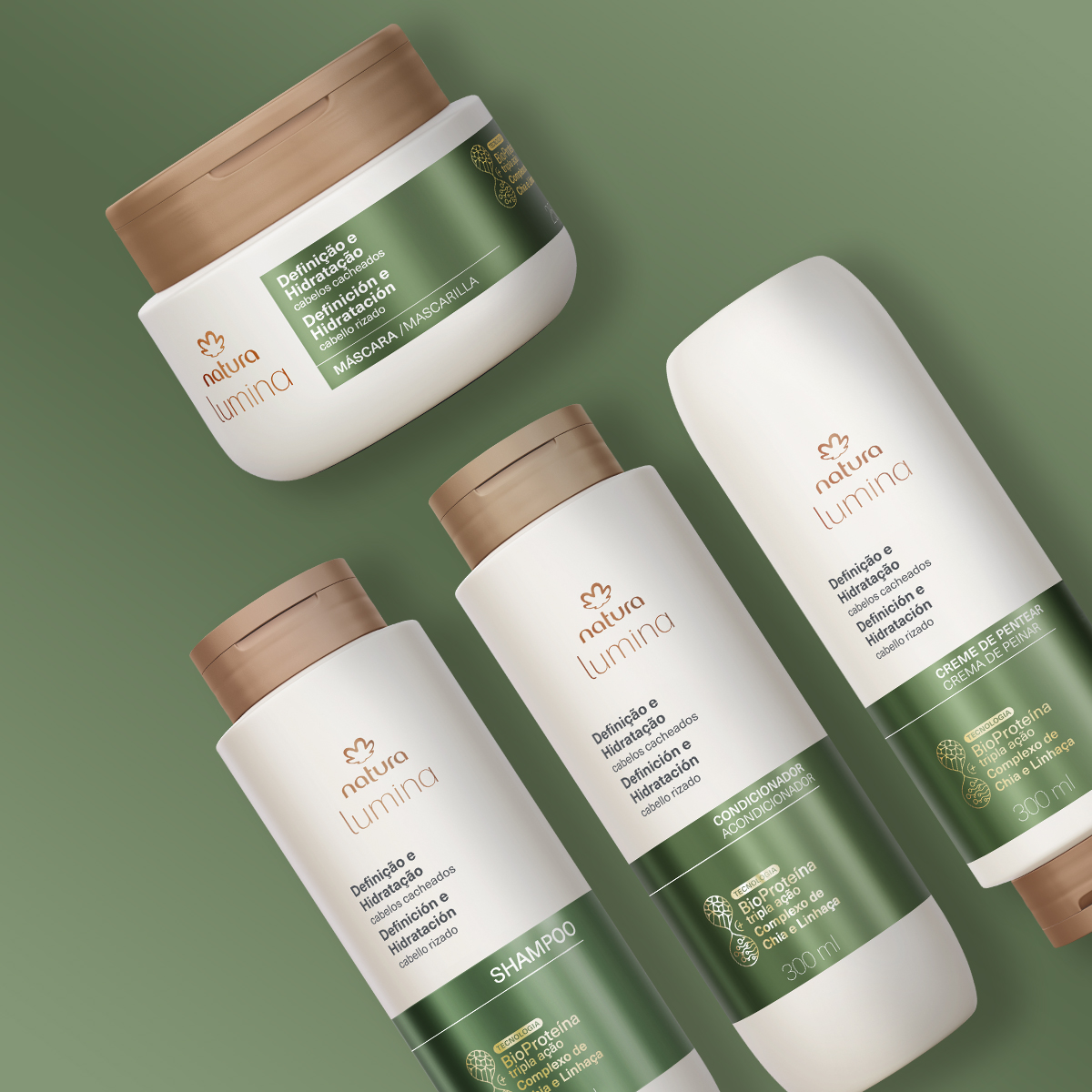 Kit Lumina Cacheados Shampoo, Condicionador, Máscara e Creme de Pentear (4 produtos)