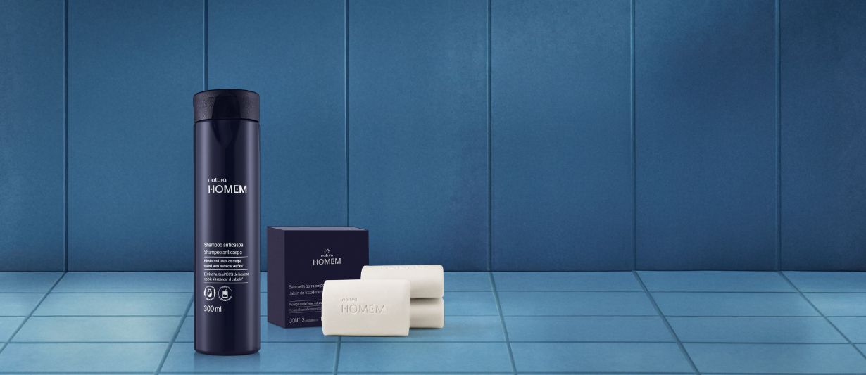 Kit Shampoo Anticaspa e Sabonete Corpo e Barba Natura Homem (2 produtos)