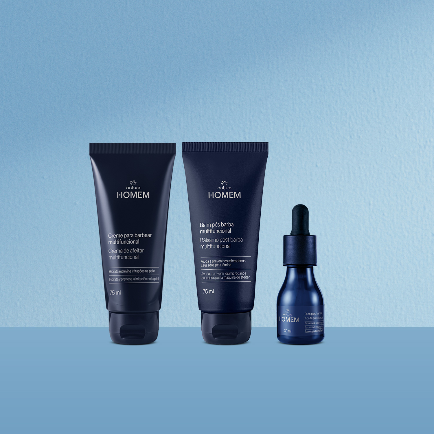 Kit Natura Homem Creme para Barbear, Balm e Óleo Pós-Barba (3 produtos)