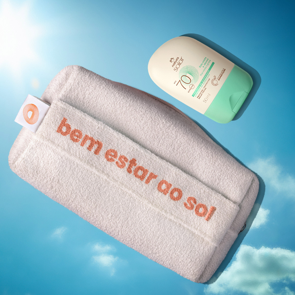 Kit Protetor Solar Facial Pele Mista a Oleosa FPS 70 e Nécessaire Natura Solar