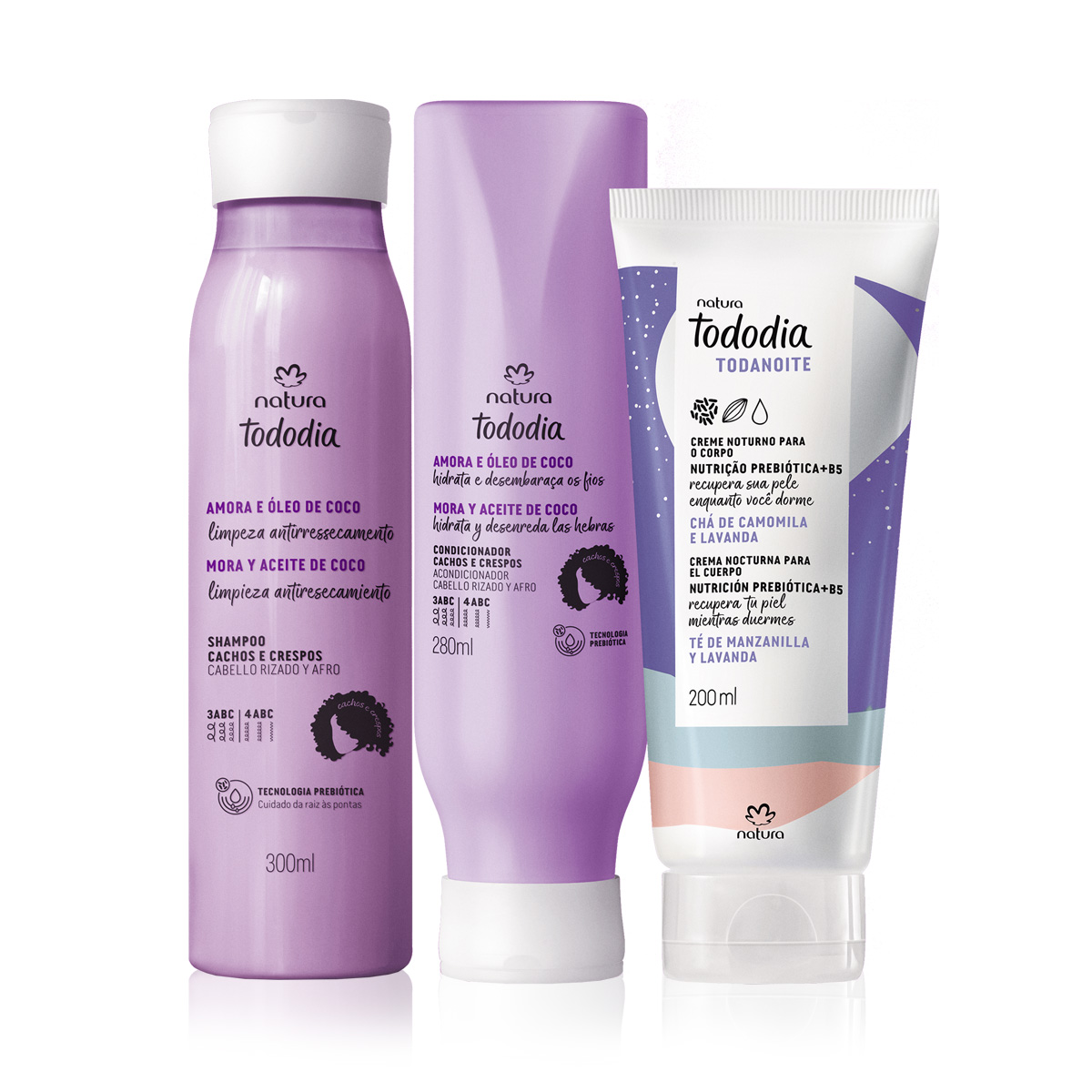 Kit Cuidado Diário Tododia Crespos e Cacheados e Creme Corporal Todanoite