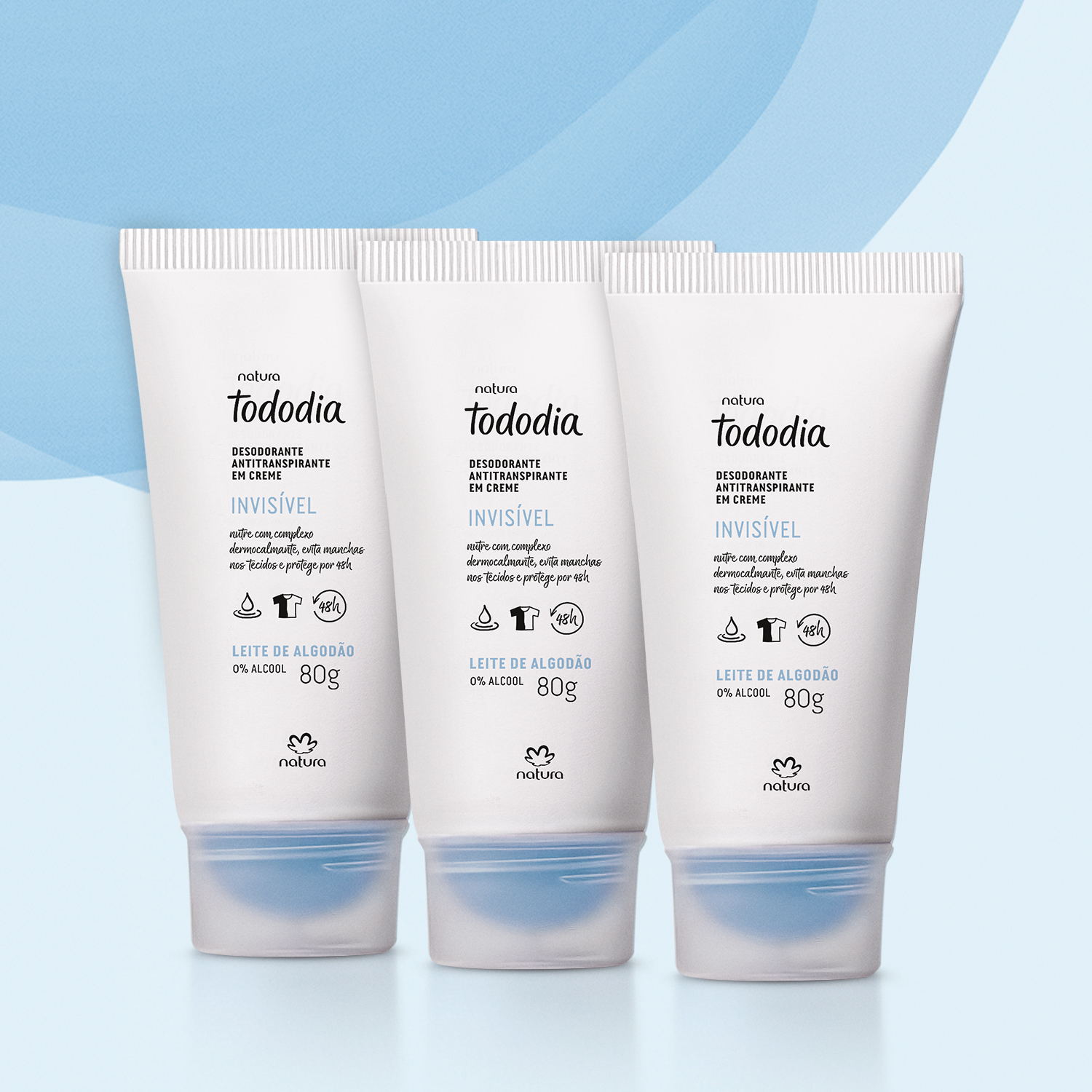 Kit Desodorante Antitranspirante em Creme Tododia Leite de Algodão (3 unidades)
