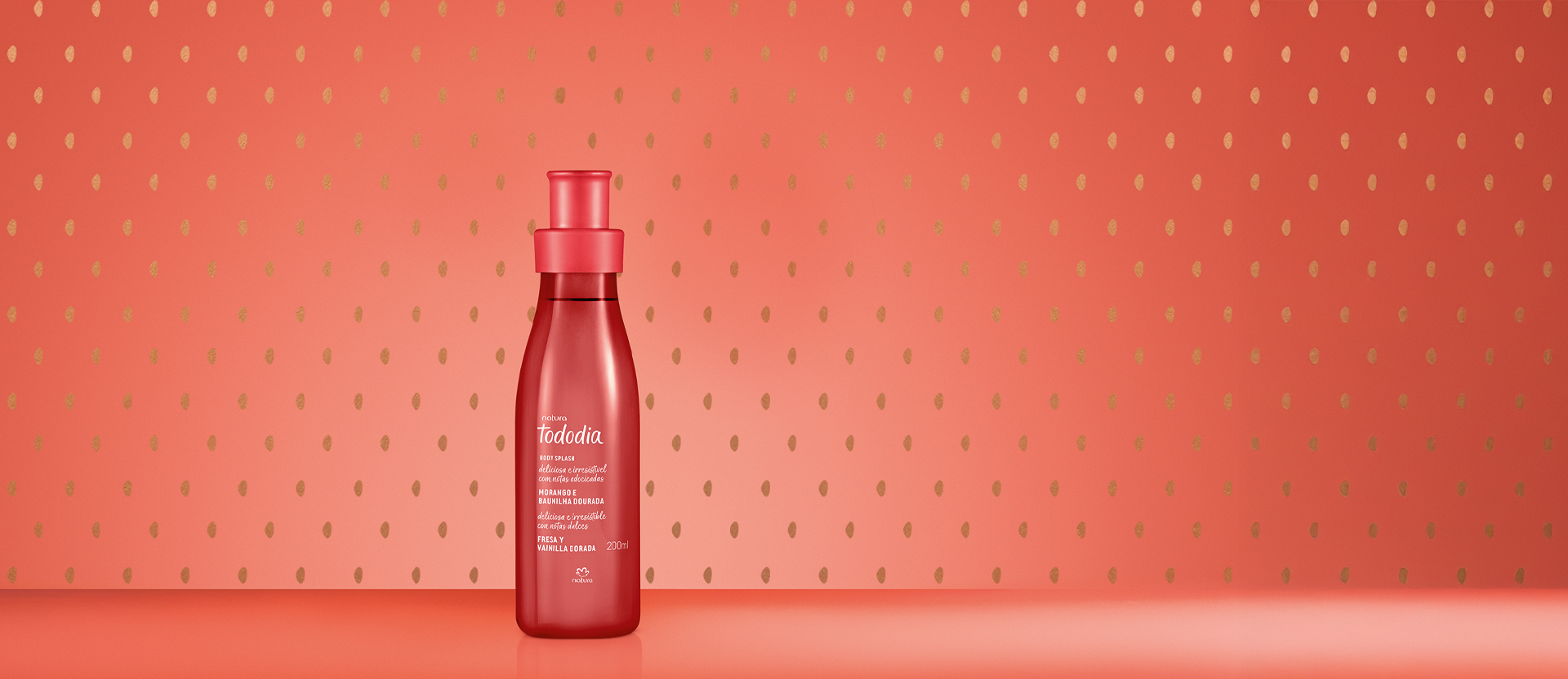 Body Splash Tododia Morango e Baunilha Dourada 200 ml