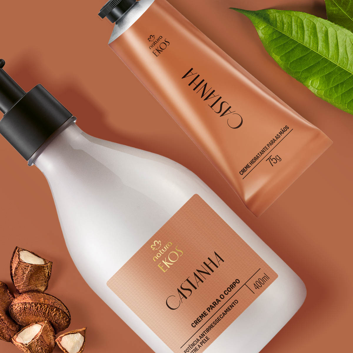 Kit Ekos Castanha Creme para o Corpo e Mãos