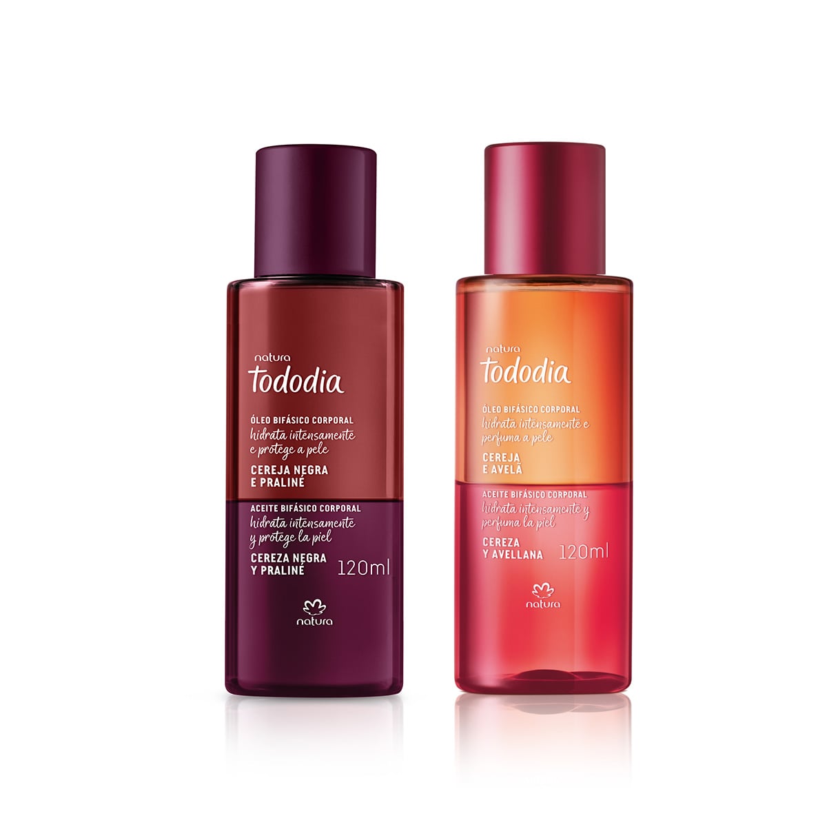 Kit Óleo Bifásico Corporal Tododia Cereja Negra e Ameixa e Cereja e Avelã (2 produtos)