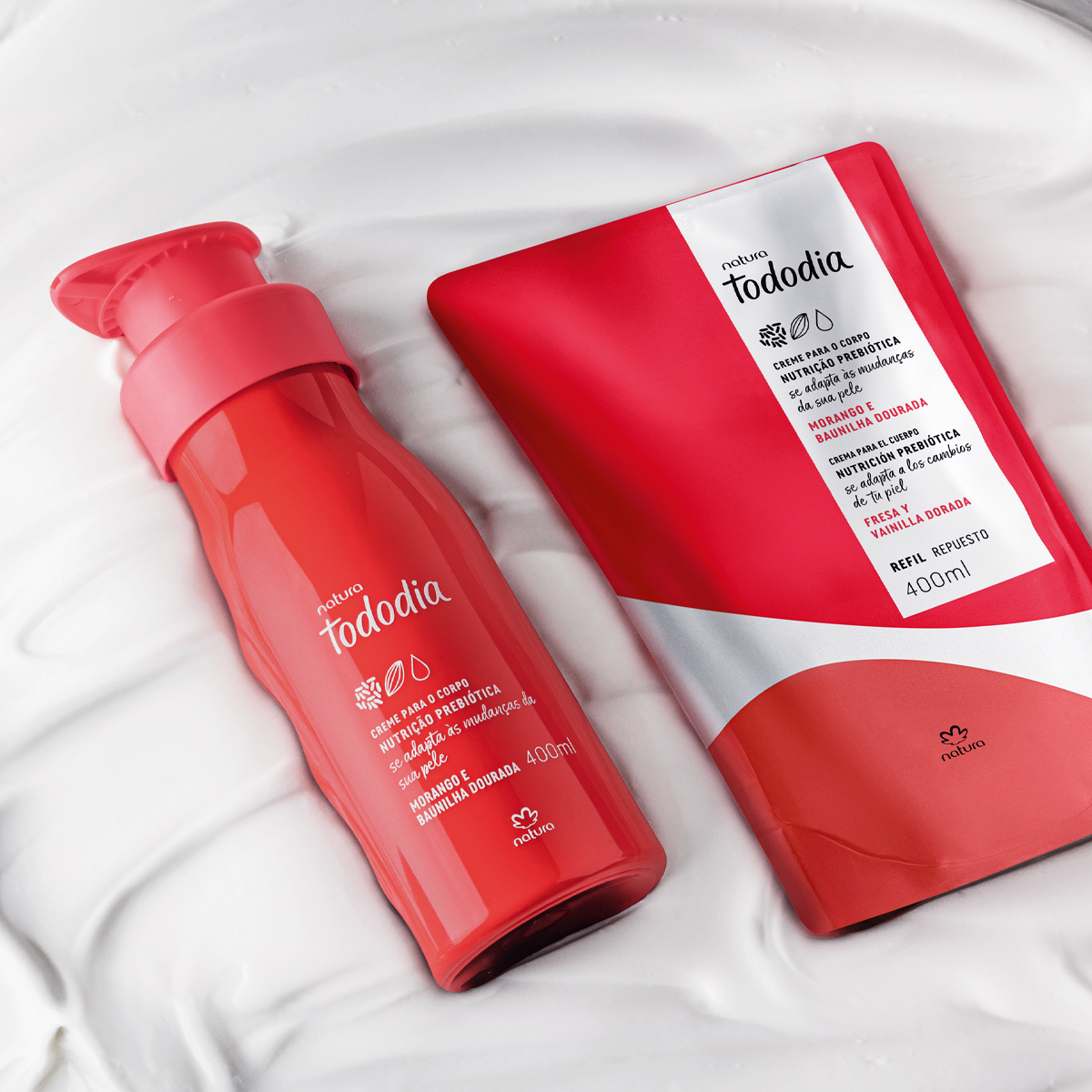 Kit Creme Desodorante Nutritivo Tododia Morango e Baunilha Dourada com Refil