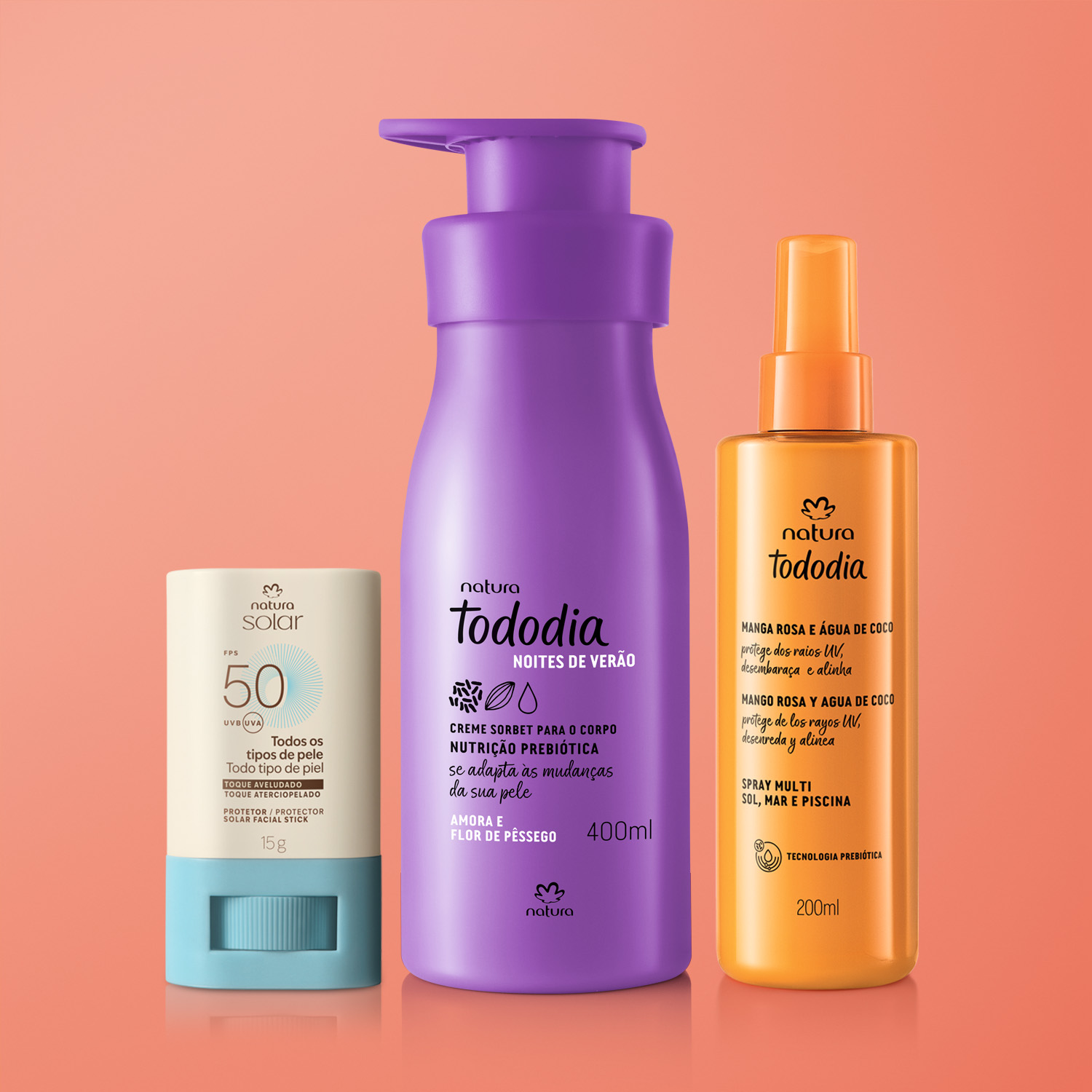 Kit Verão Tododia Amora e Flor de Pêssego e Natura Solar