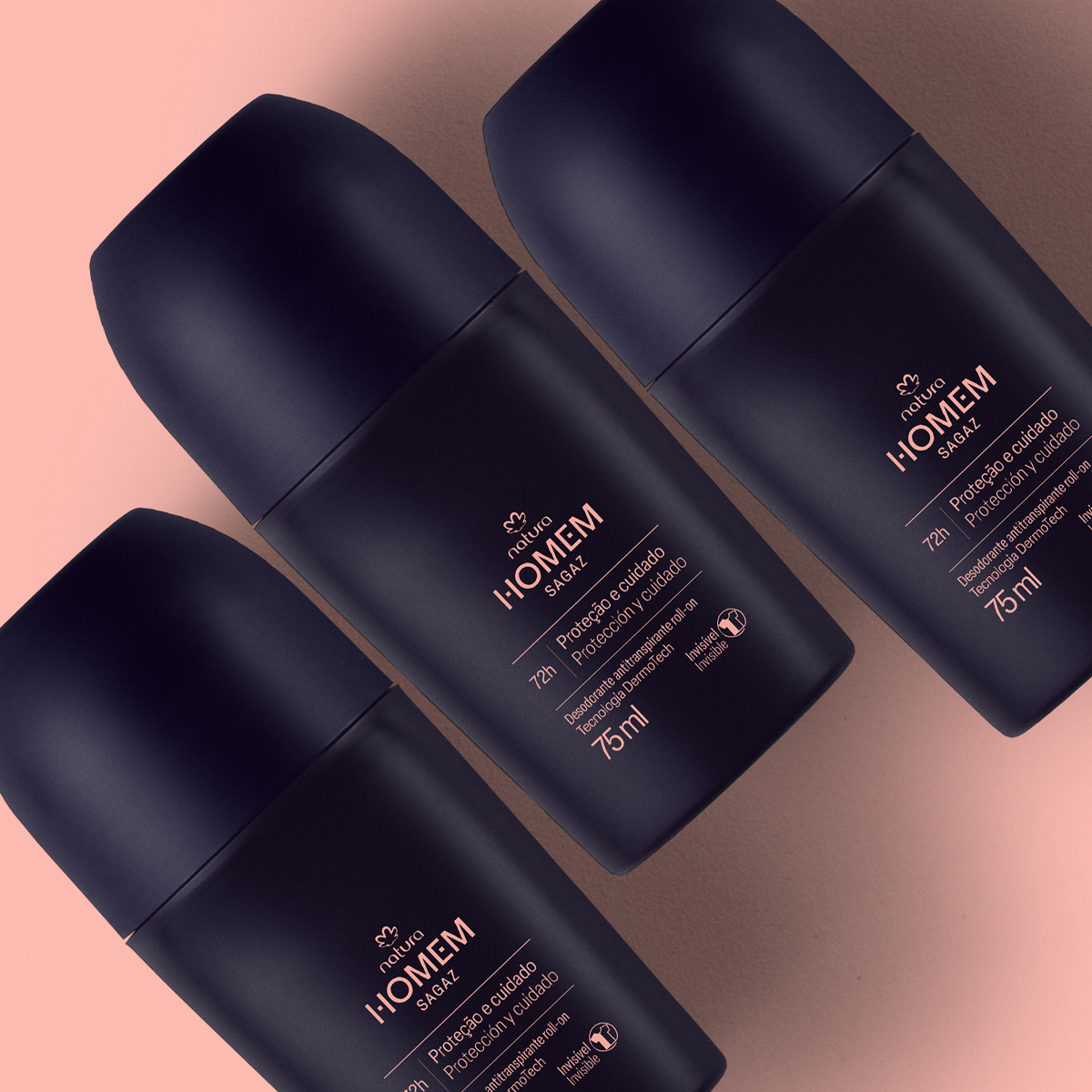 Kit Desodorante Antitranspirante Roll-on Natura Homem Sagaz (3 unidades)