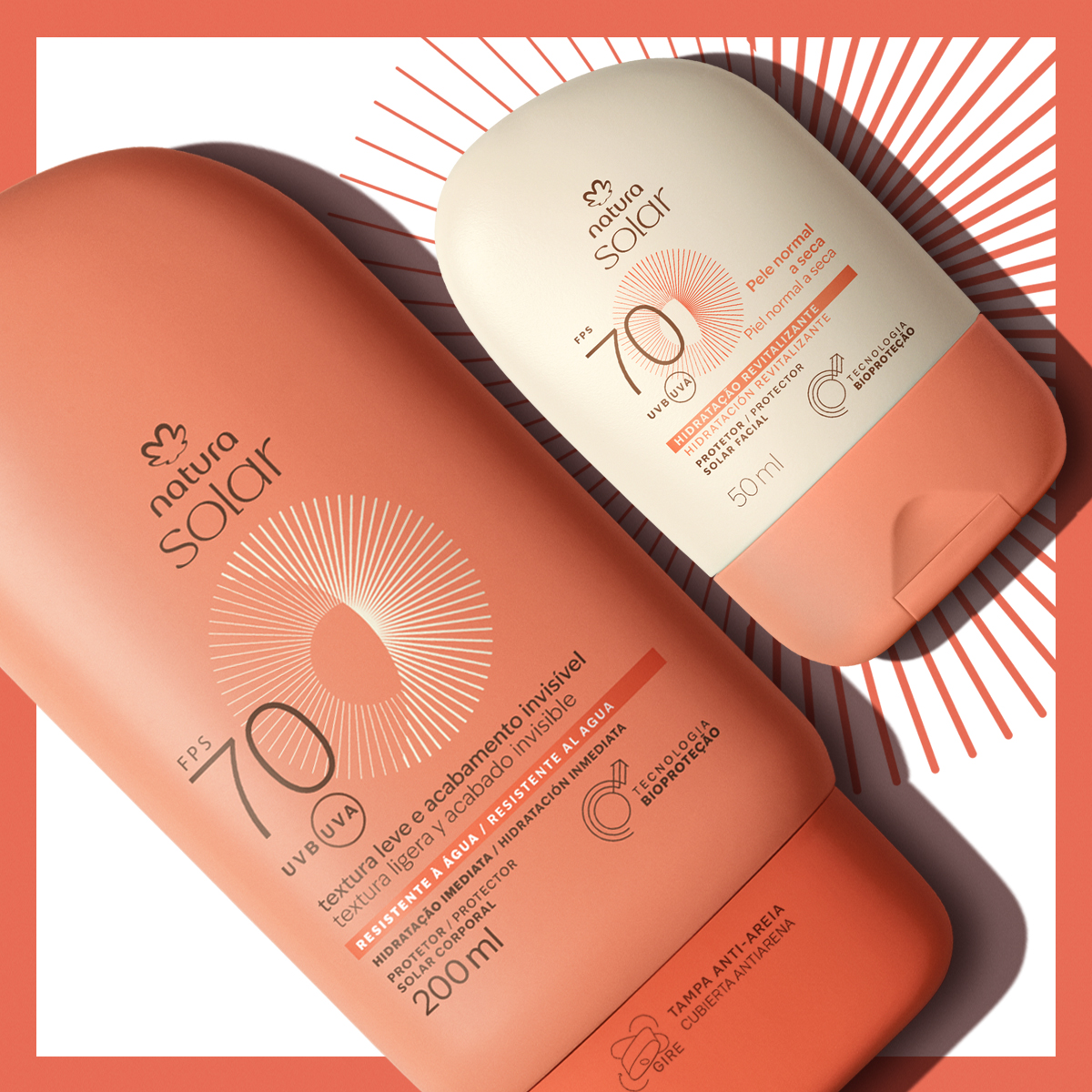 Kit Protetor Solar Facial Pele Normal a Seca e Protetor Solar Corporal FPS 50 Natura Solar