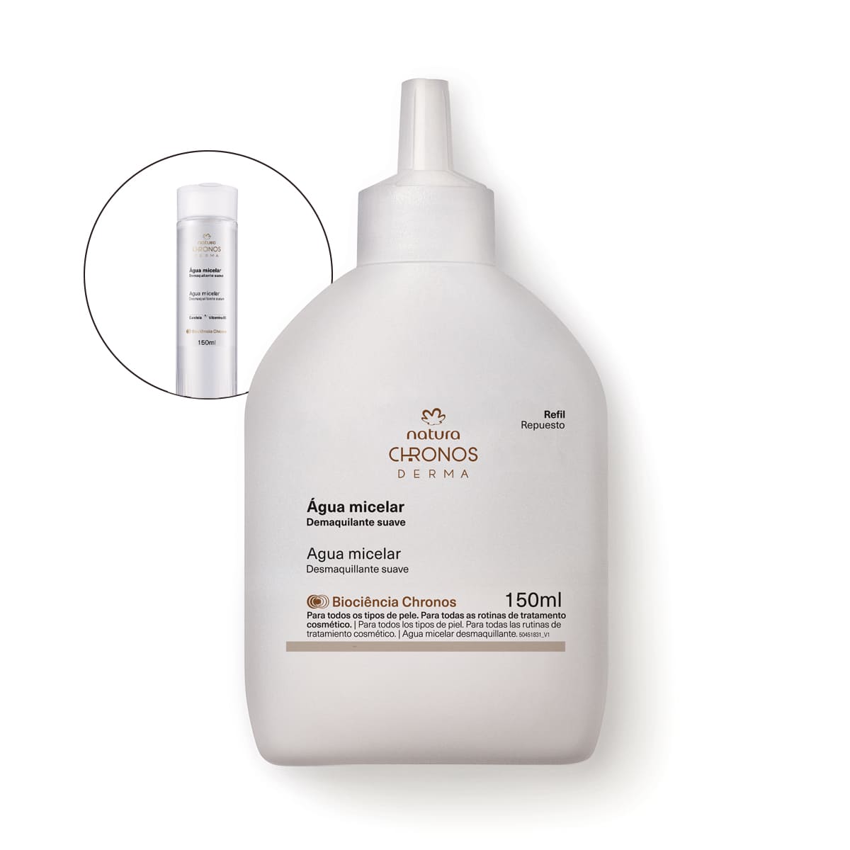 Refil Água Micelar Demaquilante Suave Chronos Derma 150 ml
  