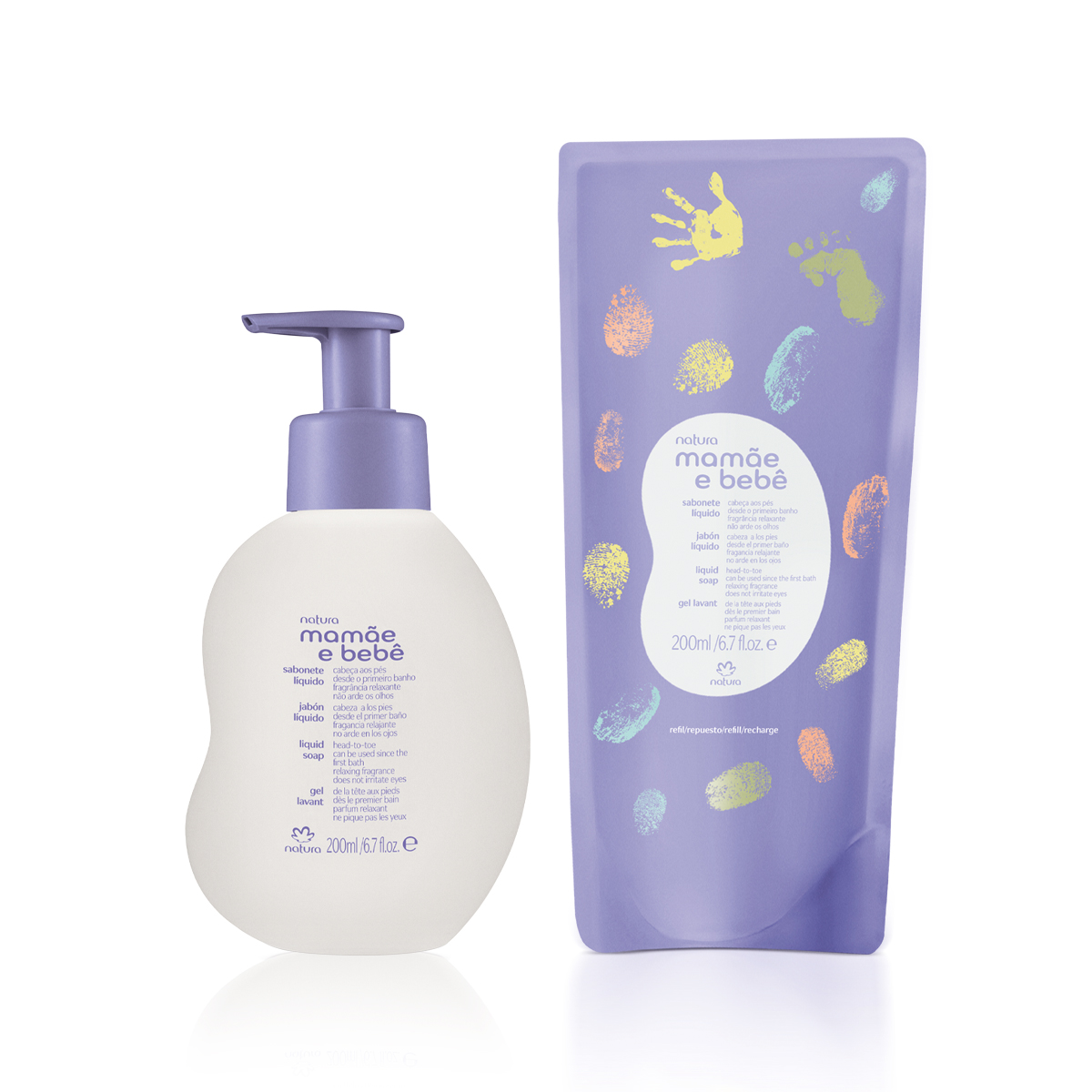 Kit Sabonete Líquido Relaxante Mamãe e Bebê com Refil 2 un de 200 ml Kit Sabonete Líquido Relaxante Mamãe e Bebê com Refil 2 un de 200 ml