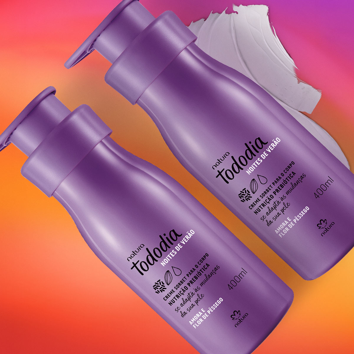 Kit Creme Sorbet Desodorante Nutritivo para o Corpo Tododia Amora e Flor de Pêssego (2 unidades)