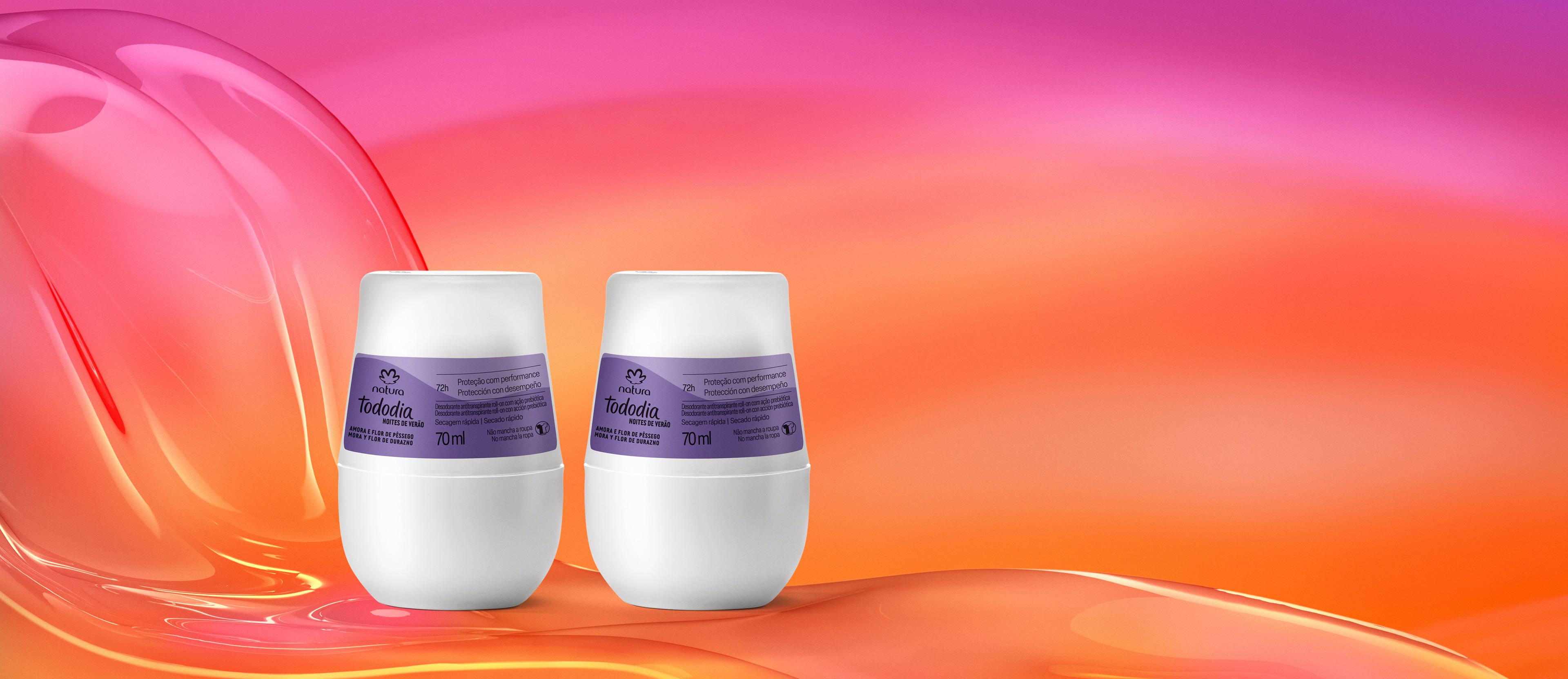Kit Desodorante Antitranspirante Roll-on Tododia Amora e Flor de Pêssego (2 unidades)
