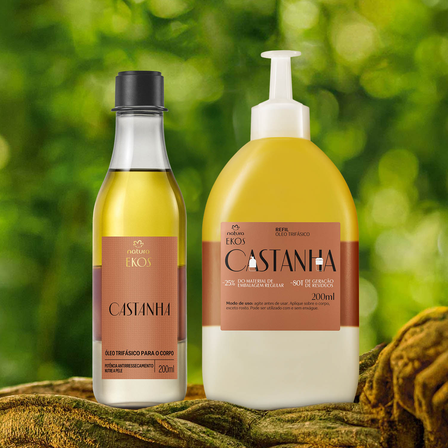 Kit Ekos Castanha Óleo Trifásico para o Corpo e Refil