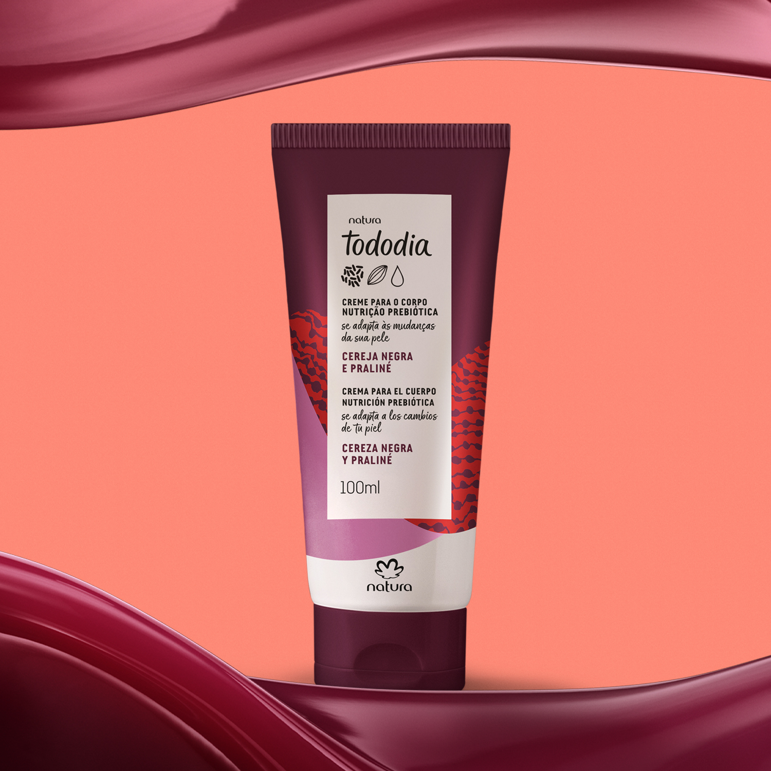 Creme Desodorante Nutritivo para o Corpo Tododia Cereja Negra e Praliné