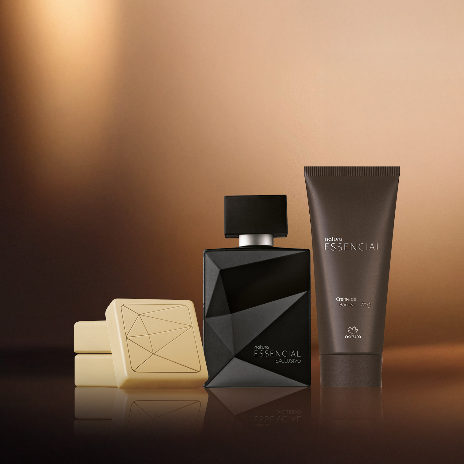 Kit Essencial Exclusivo Masculino, Sabonete em Barra e Creme de Barbear (3 produtos)