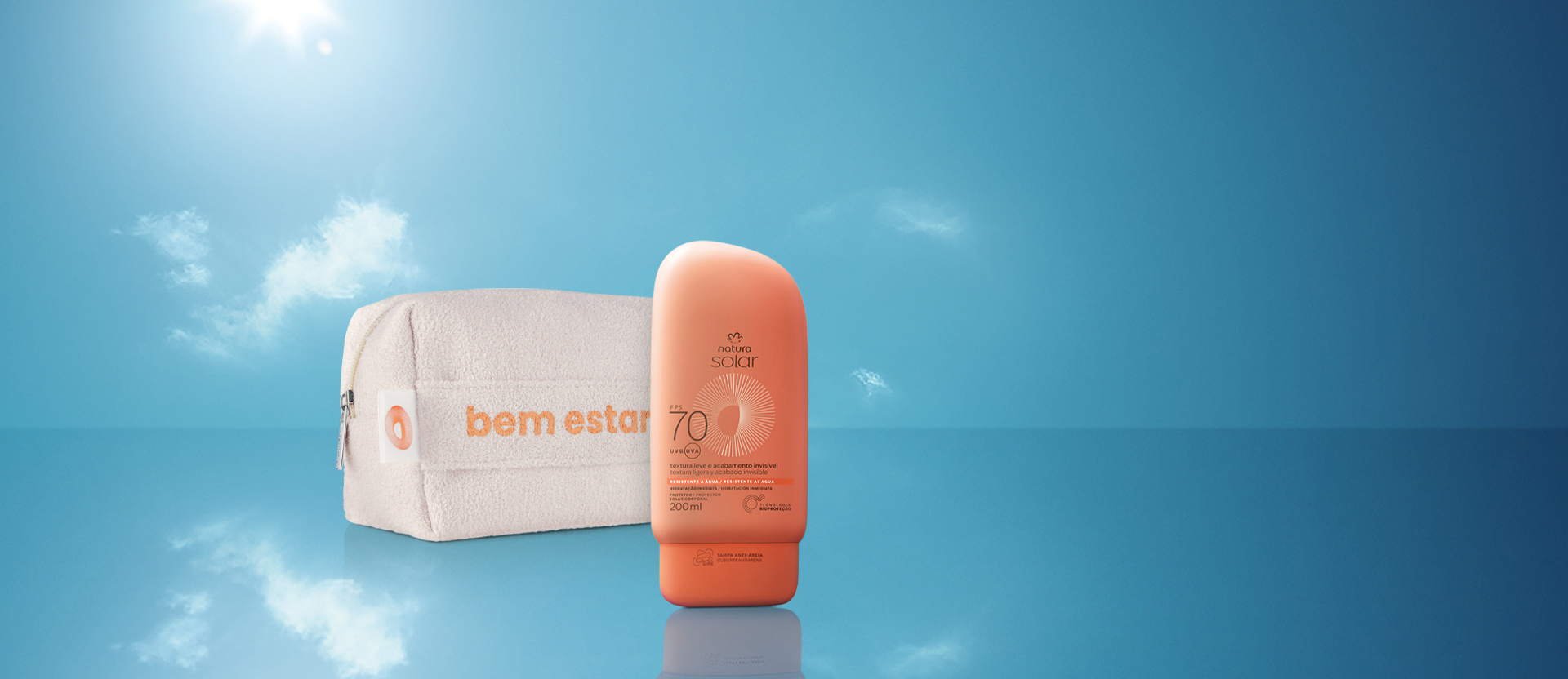Kit Protetor Solar Corporal FPS 70 e Nécessaire Natura Solar