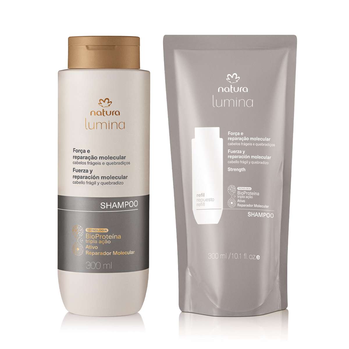 Kit Shampoo Lumina Força e Reparação Molecular com Refil