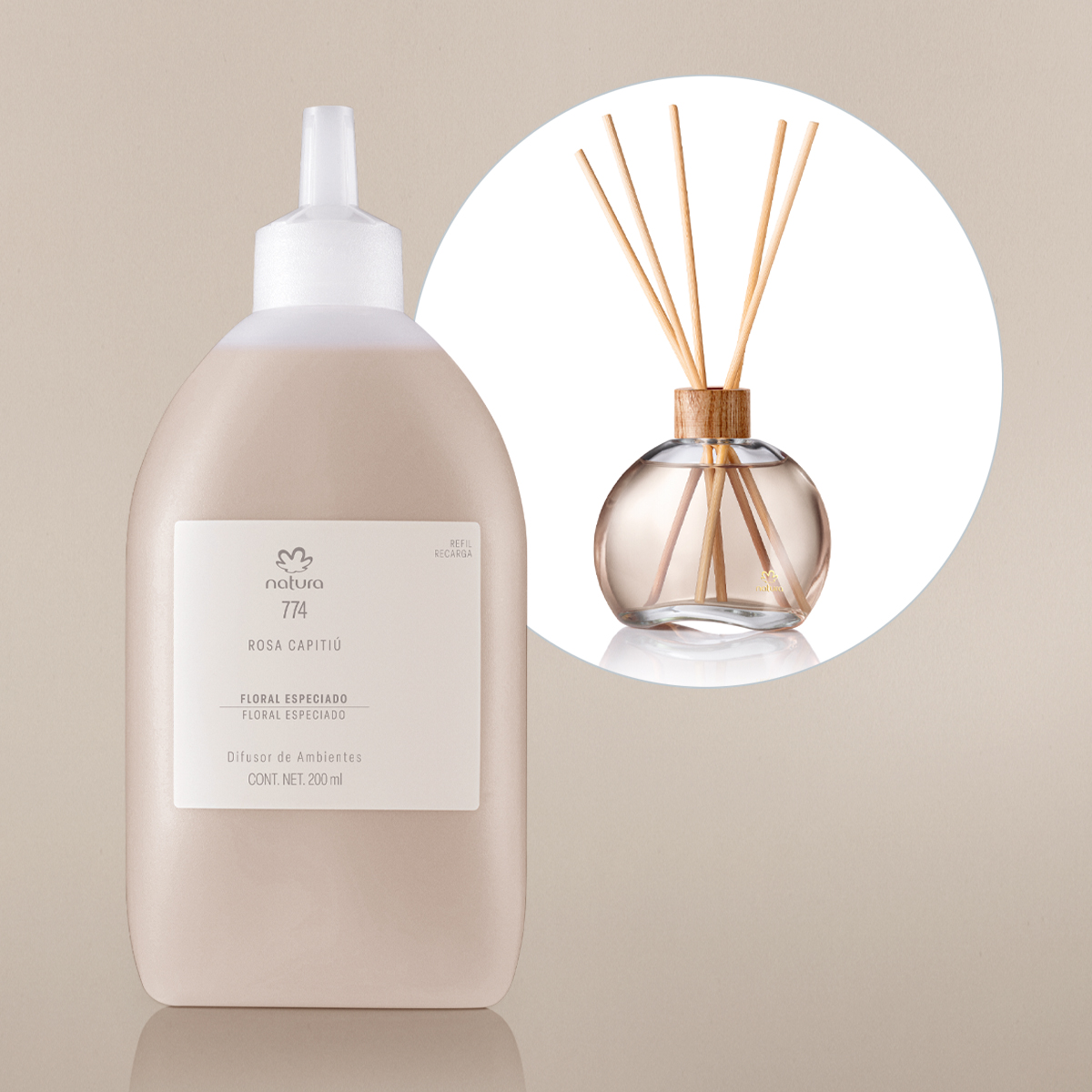 Refil Difusor Natura 774 Rosa Capitiú 200 ml sem vareta