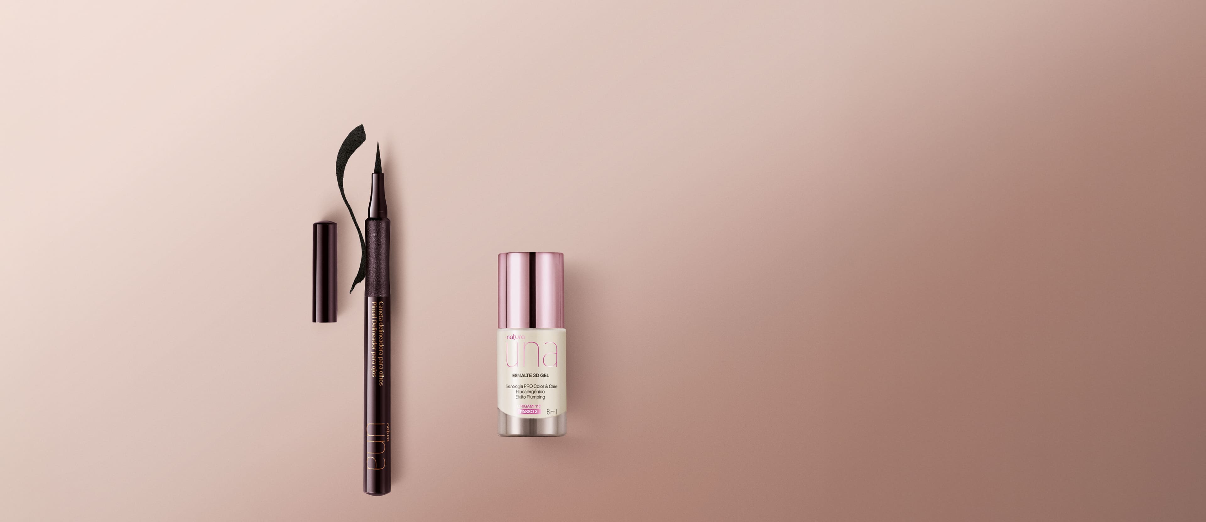 Kit Caneta Delineadora para Olhos e Esmalte 3D Gel Una