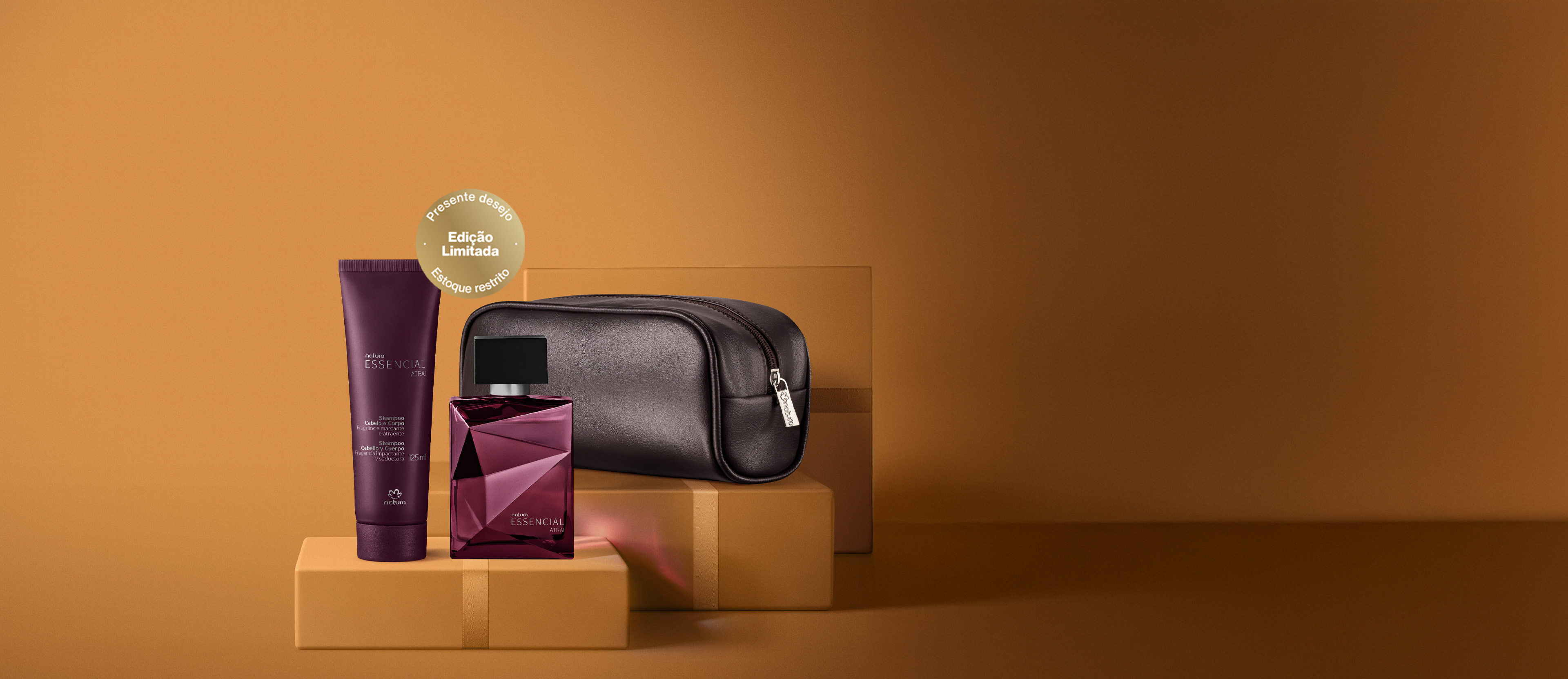 Presente Natura Essencial Atrai Masculino com Nécessaire (3 produtos)
