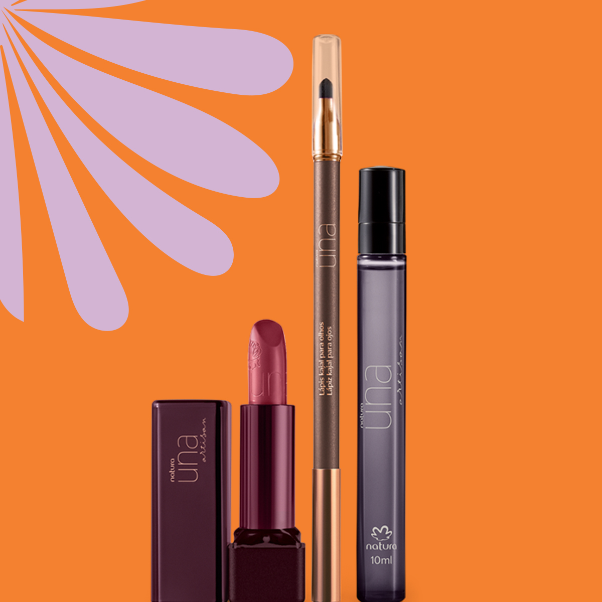 Presente Natura Una Artisan Deo Parfum, Batom e Lápis (3 produtos)