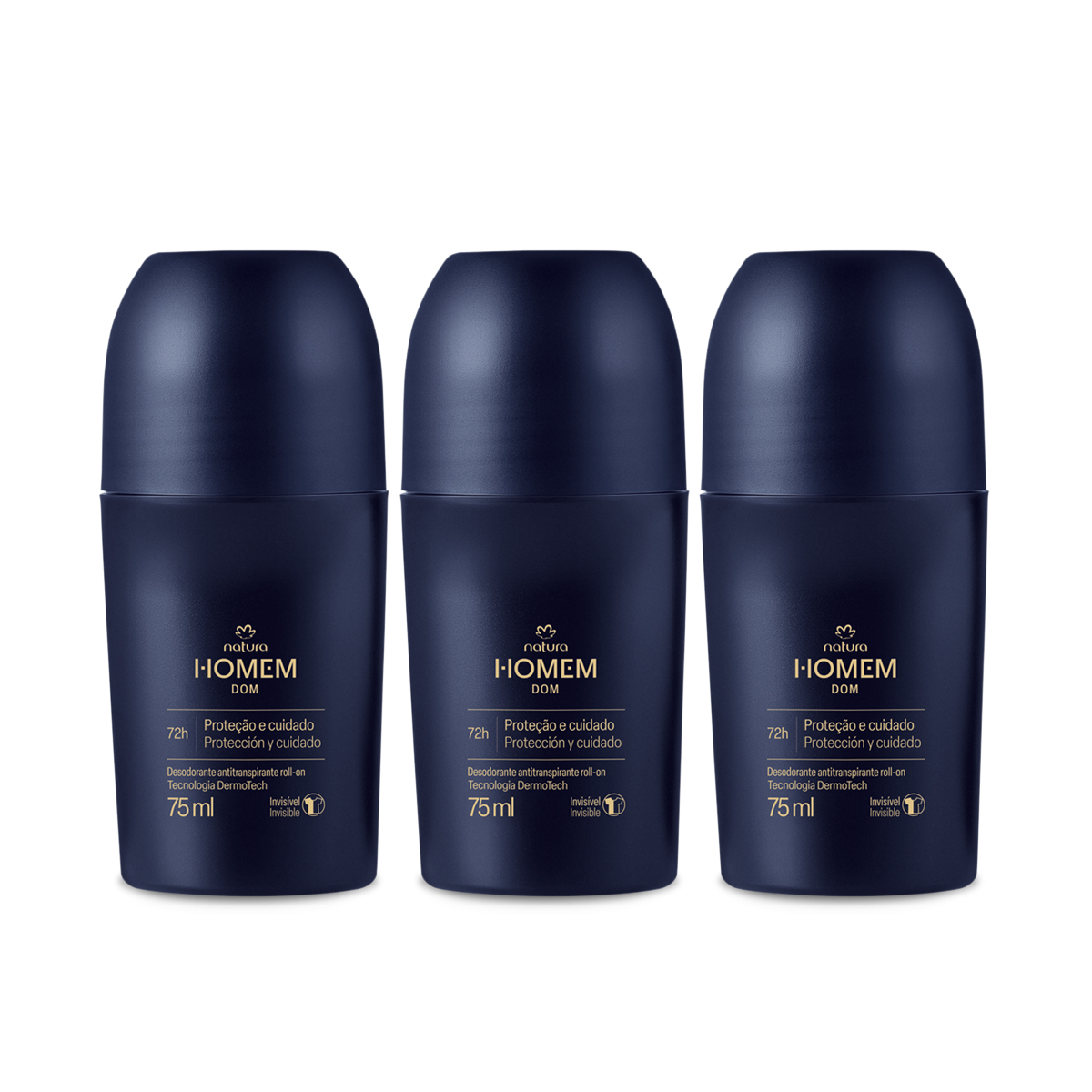 Kit Desodorante Antitranspirante Roll-On Natura Homem Dom (3 unidades)
