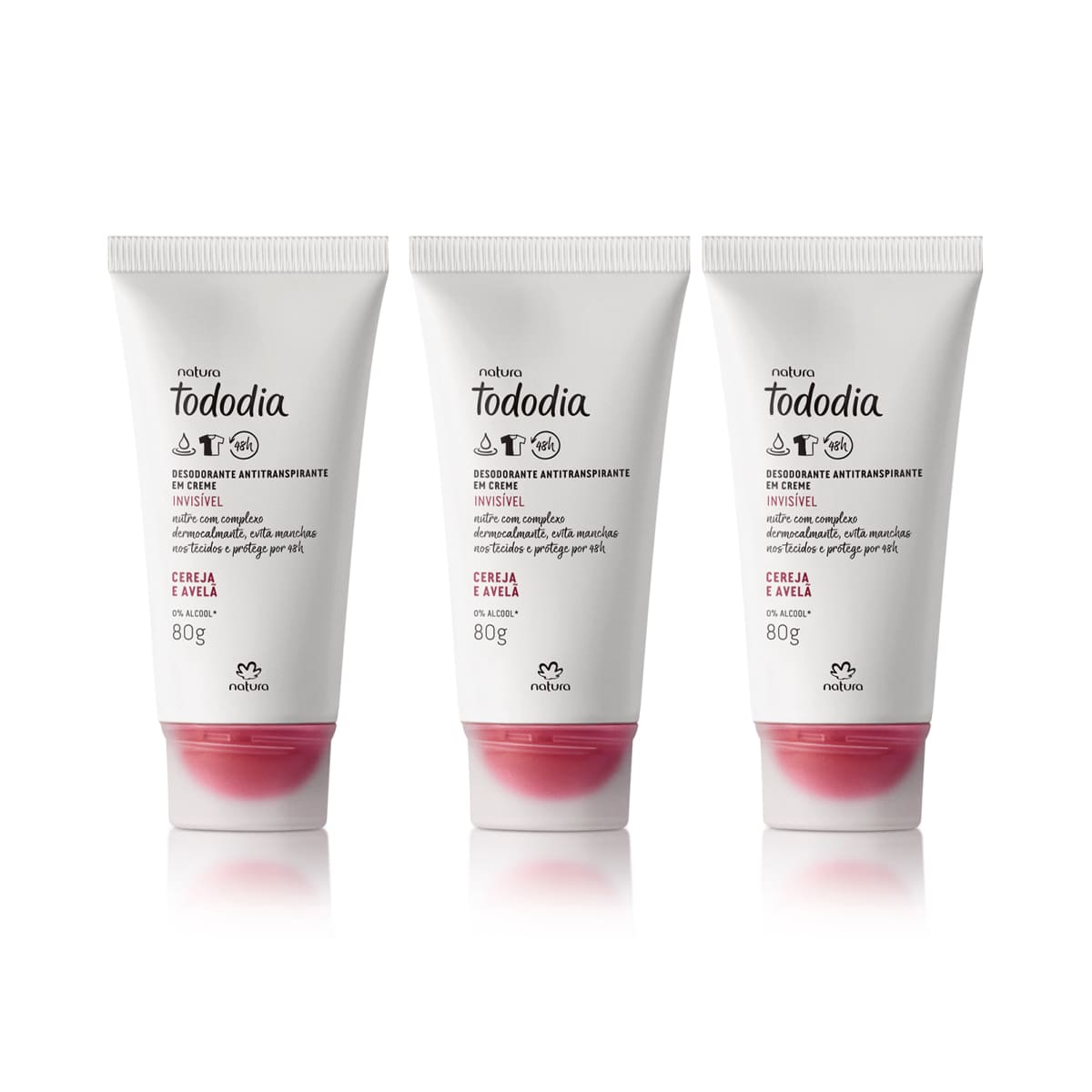 Kit Desodorante Antitranspirante em Creme Tododia Cereja e Avelã (3 unidades)