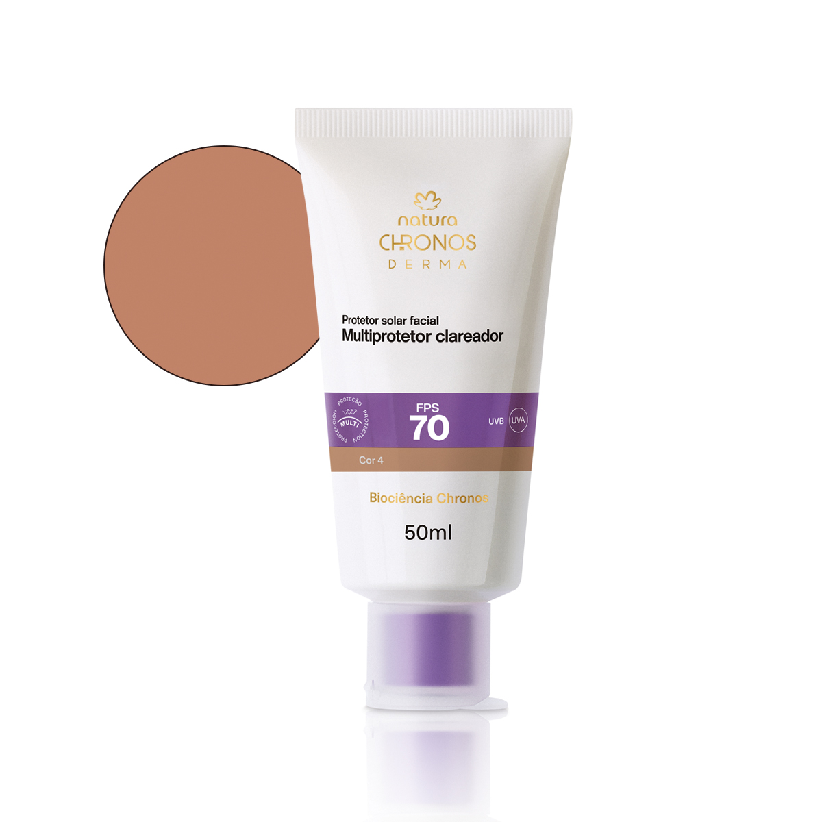 Protetor Solar Facial Multiprotetor Clareador FPS 70 Chronos Derma 50 ml
  