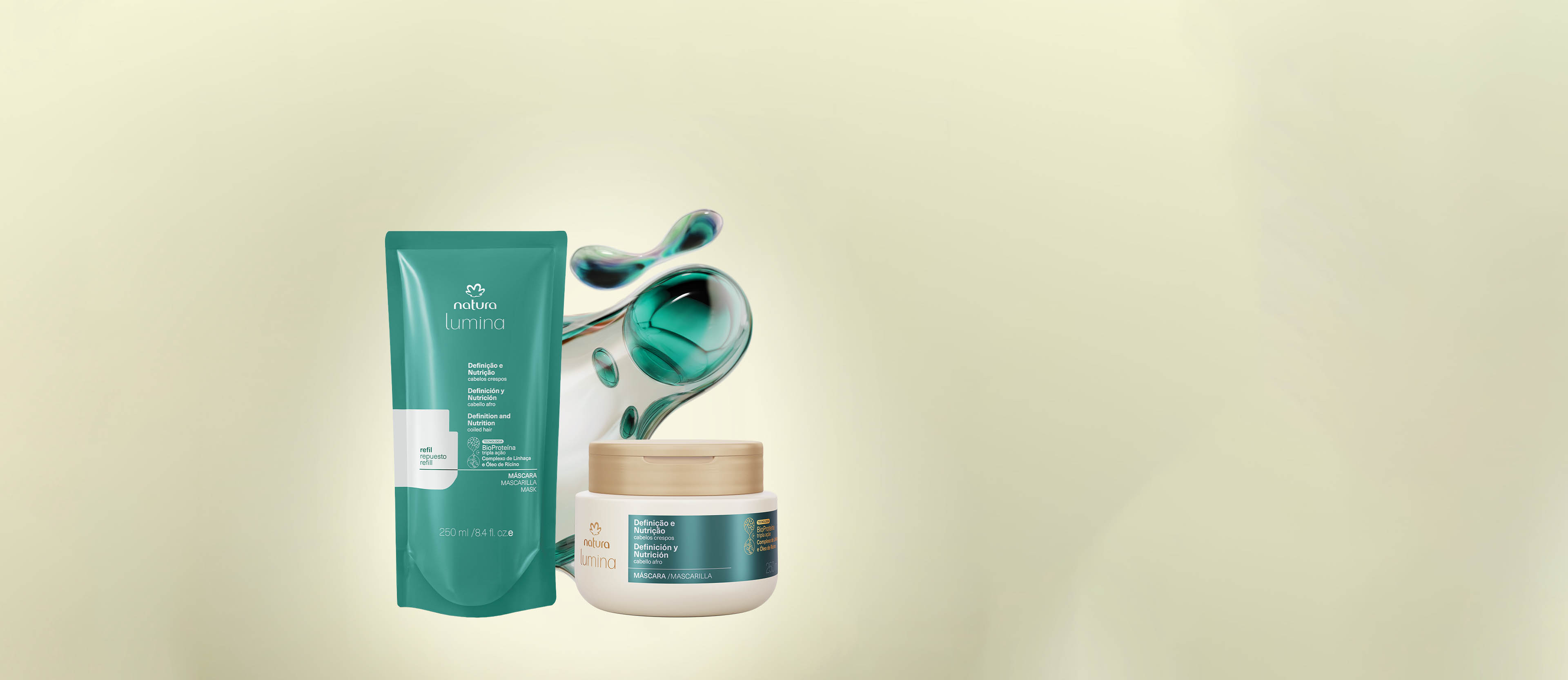 Kit Máscara com Refil Lumina Definição e Nutrição para Cabelos Crespos