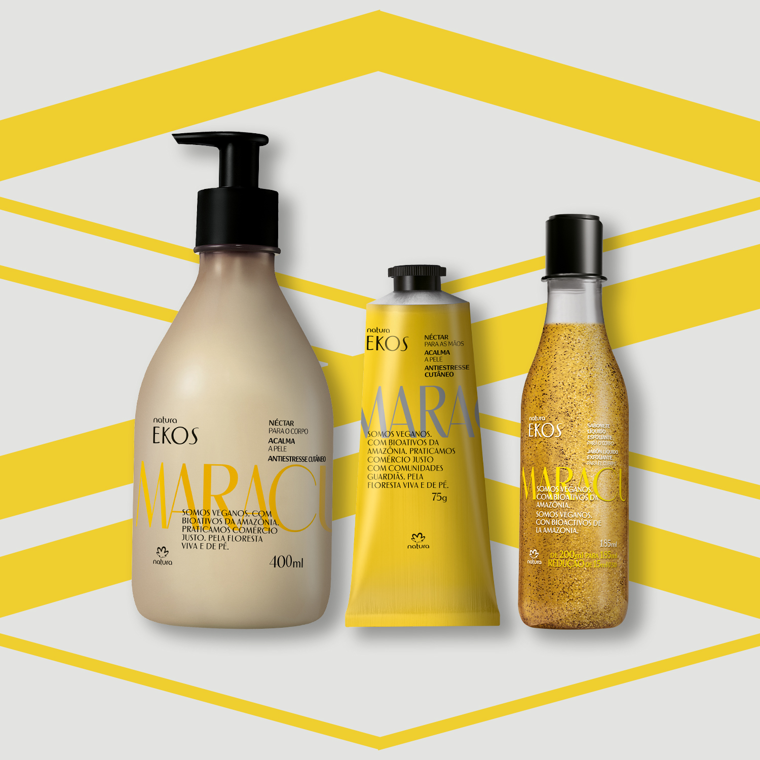 Kit Ekos Maracujá Esfoliante e Hidratante Corpo e Mãos (3 produtos)