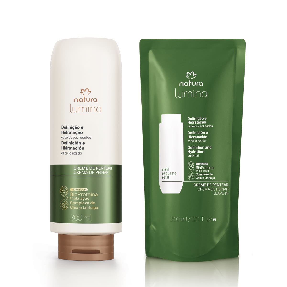 Kit Creme de Pentear Lumina Definição e Hidratação de Cabelos Cacheados com Refil (2 produtos)