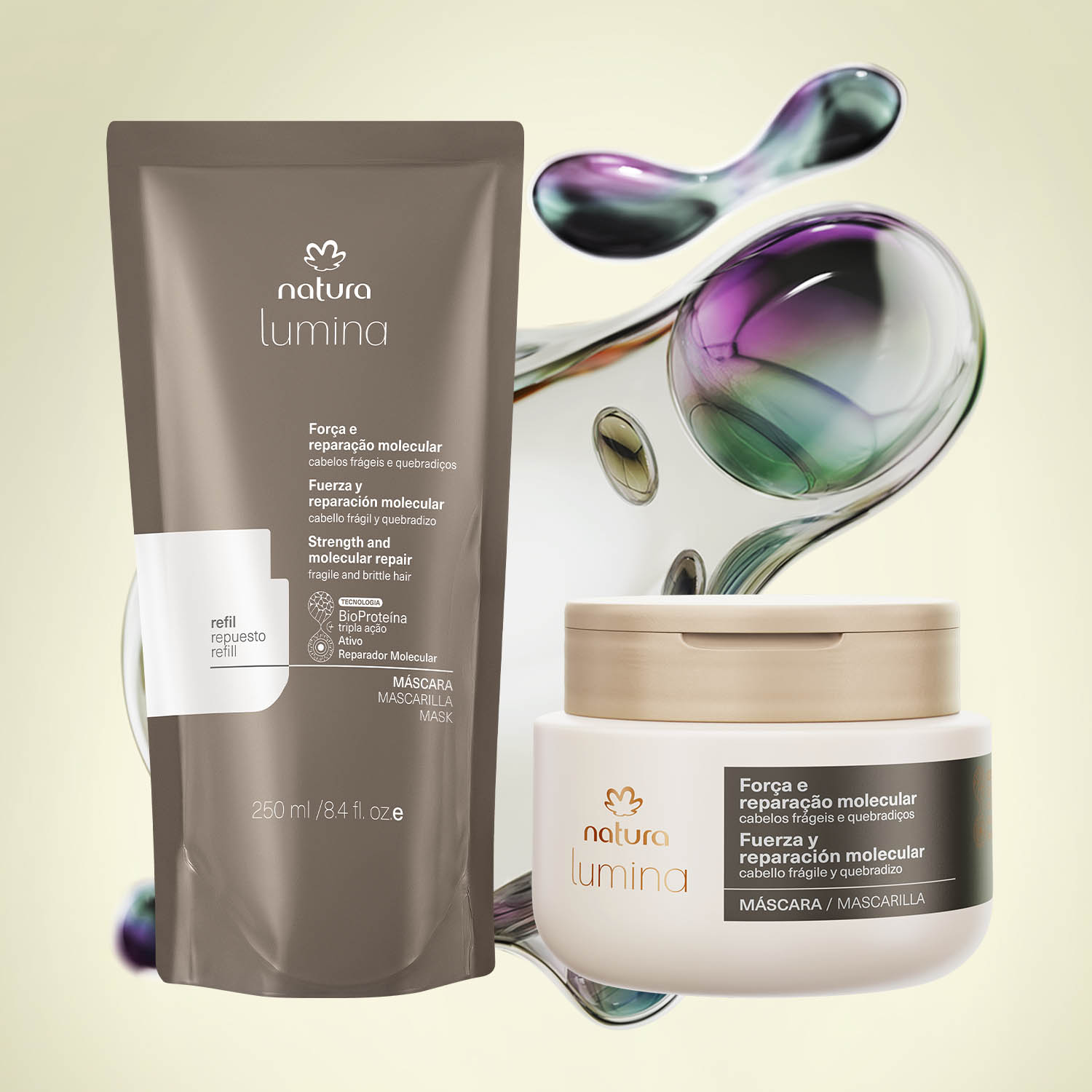 Kit Máscara com Refil Lumina Força e Reparação Molecular